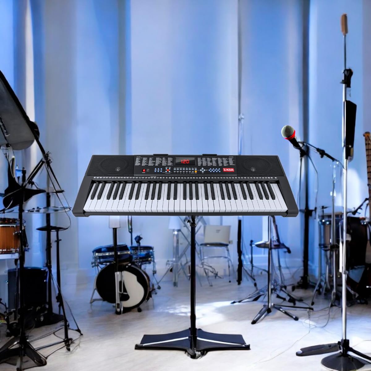 Teclado 61 Teclas con Luz USB AUX Rec Función Enseñanza 255 Ritmos Tonos 61 Percusiones