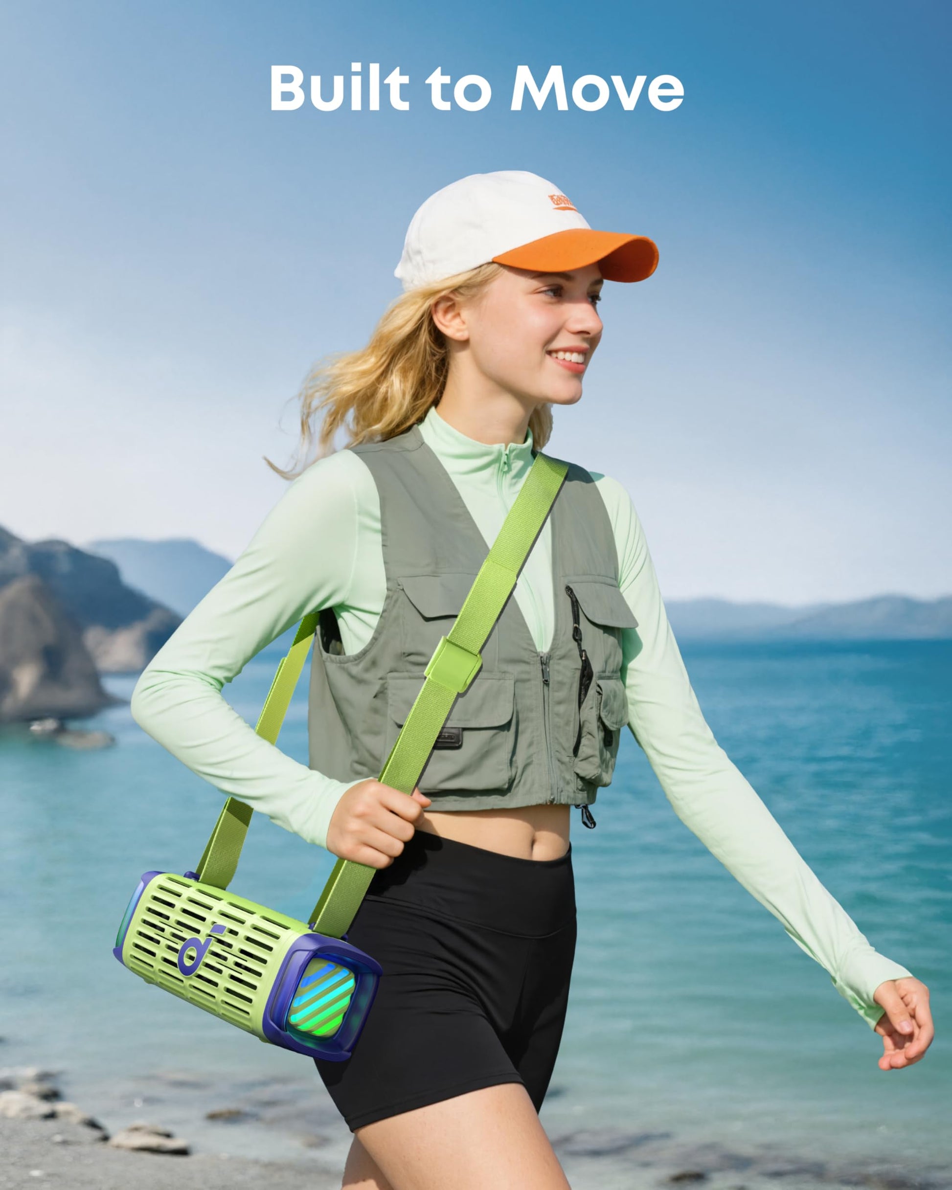 Soundcore by Anker Boom 3i Bocina Bluetooth Portatil 16h Batería, 50W Potencia, IP68 Flotante Resistente Agua Salada, BassUp 2.0, Bluetooth 5.3, TWS — Ideal para Pesca, Camping y Exteriores
