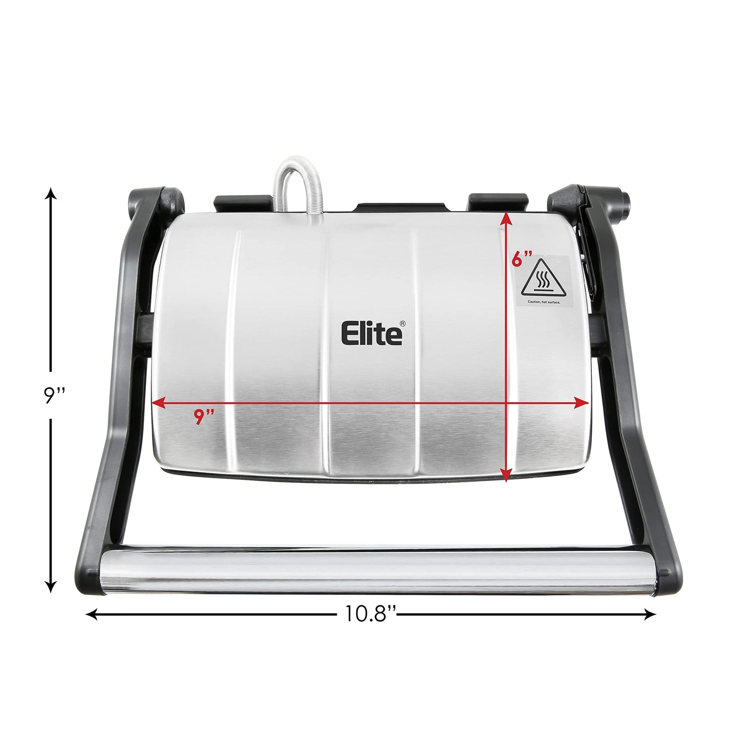 Elite Gourmet EPN-2976# 2 en 1 parrilla antiadherente Panini Press & Indoor Grill, abre una sandwichera gourmet de 180 grados, bisagra flotante para todos los alimentos, parrilla de contacto con