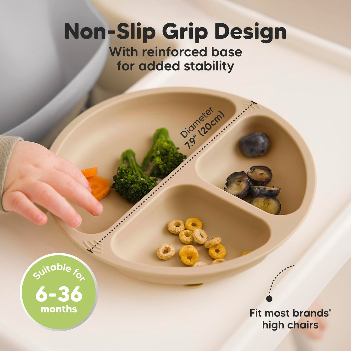 Placas de succión con tapas para bebé, 3 unidades, silicona sin BPA
