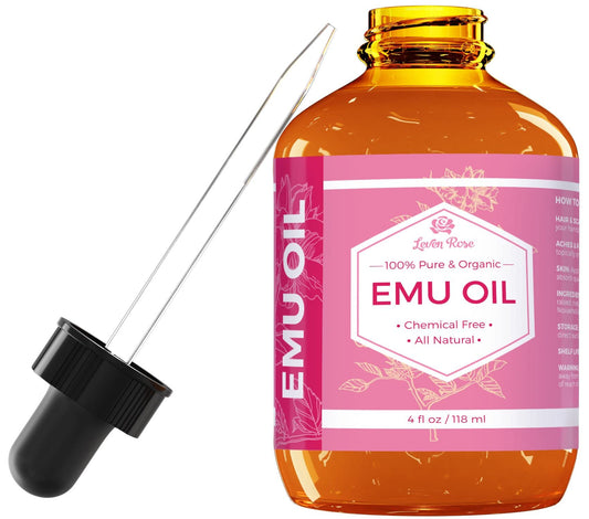 Emu Oil by Leven Rose, 100% Pure Natural Hair Strengthener Scar Minimizer Anti Aging Skin Moisturizer 4 oz
