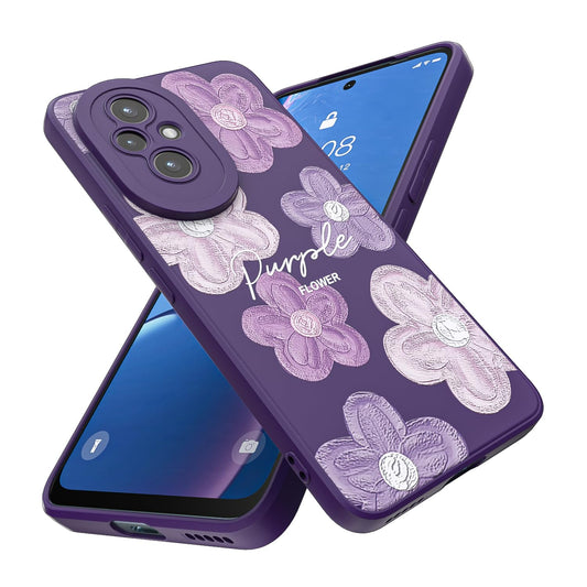 Threehao Funda para Honor 200 Case Uso Rudo, Ultra Delgado Flexible Púrpura Suave TPU Silicona Carcasa con Moda Aesthetic Dibujos Flores, Antigolpes Anti-arañazos Protectora