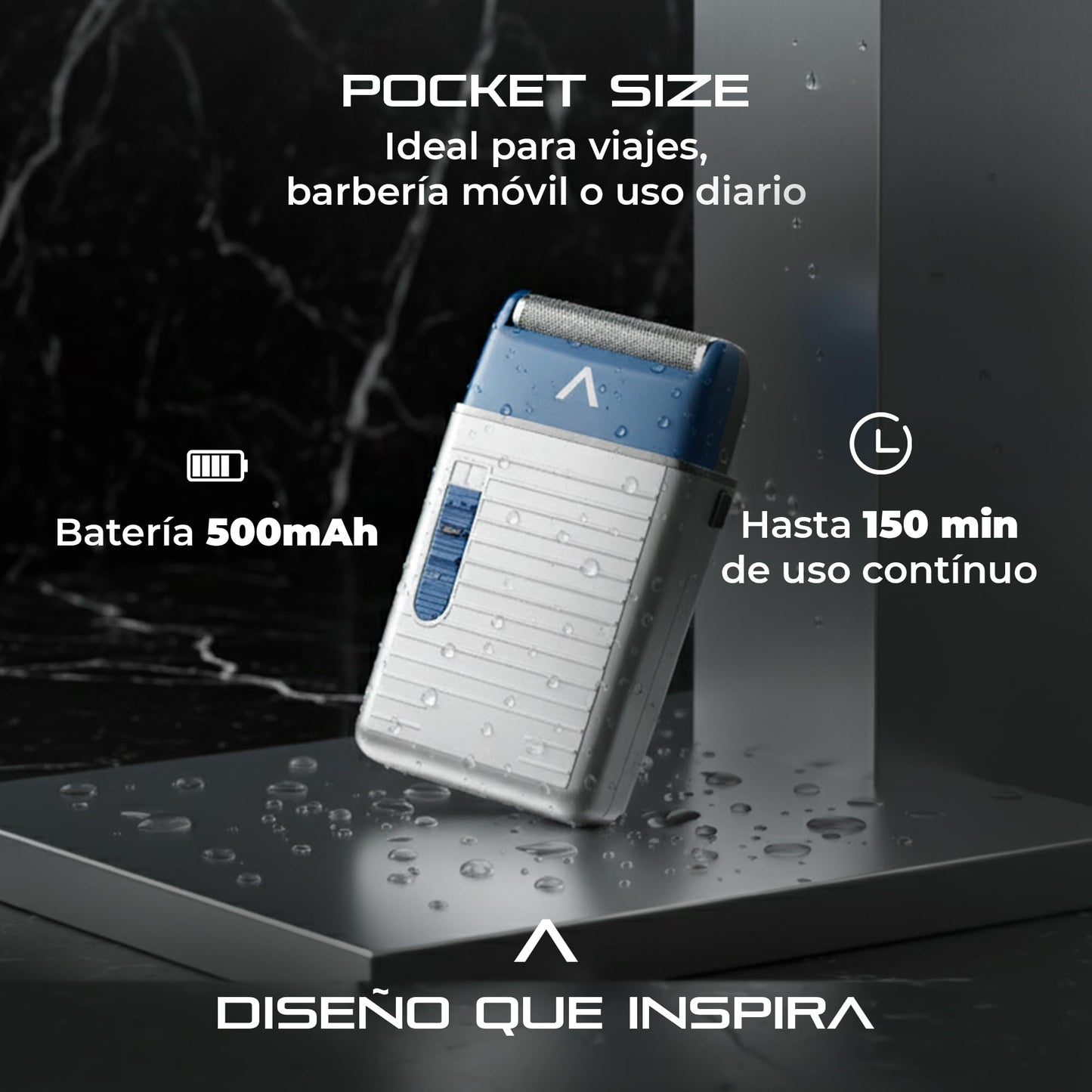 THE ICON LAB | Afeitadora Eléctrica Inalámbrica | Motor 6 200 RPM | 150 Min de Uso | 2 Cuchillas Magnéticas “Panales” | Resistente al Agua | Indicador LED | Carga USB | Máquina de Afeitar para Hombre