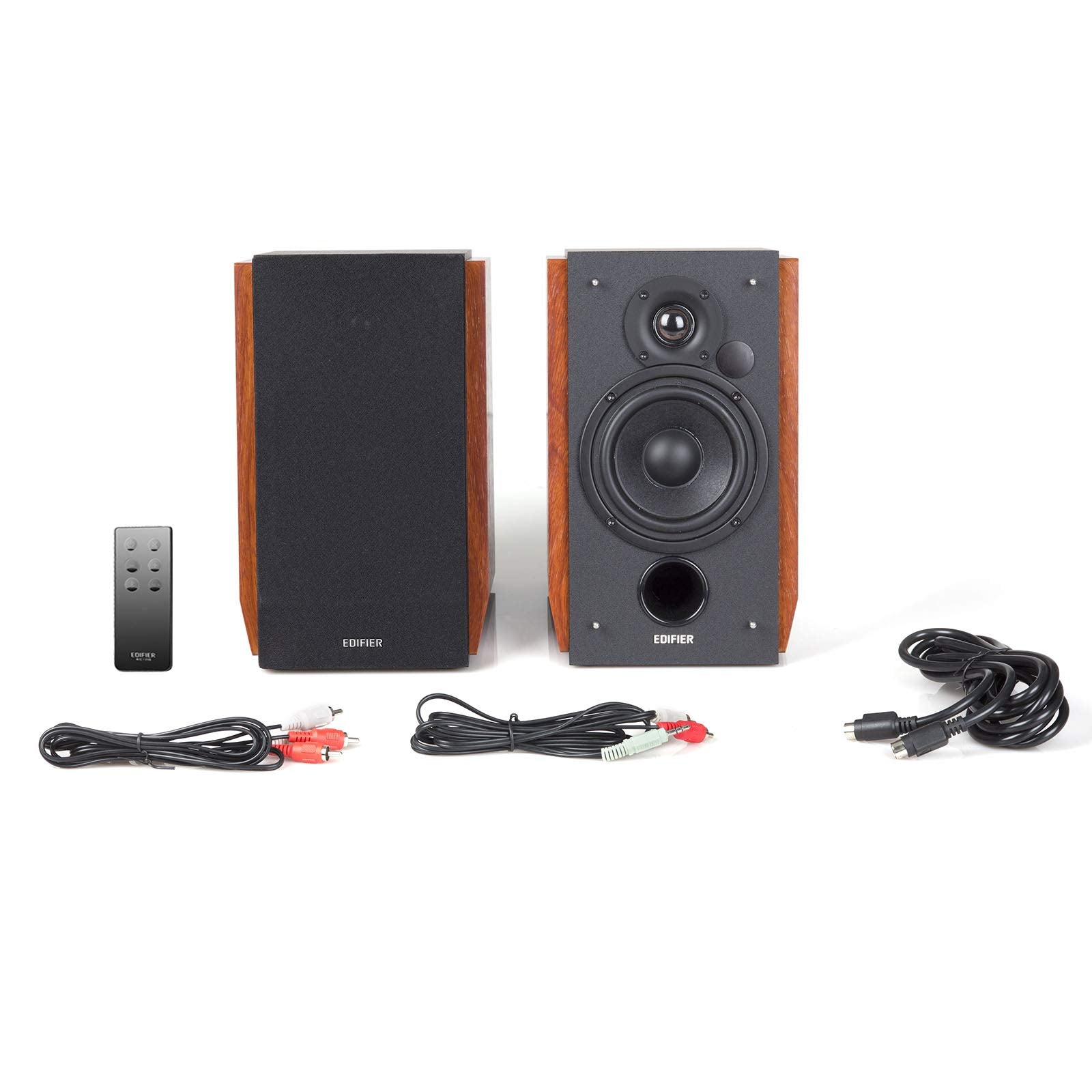 Edifier Bocinas Bluetooth para estantería, R1700BT monitores Activos de Estudio de Campo cercano, bocinas alimentadas 2.0, configuración de Caja de Madera, 66 W RMS