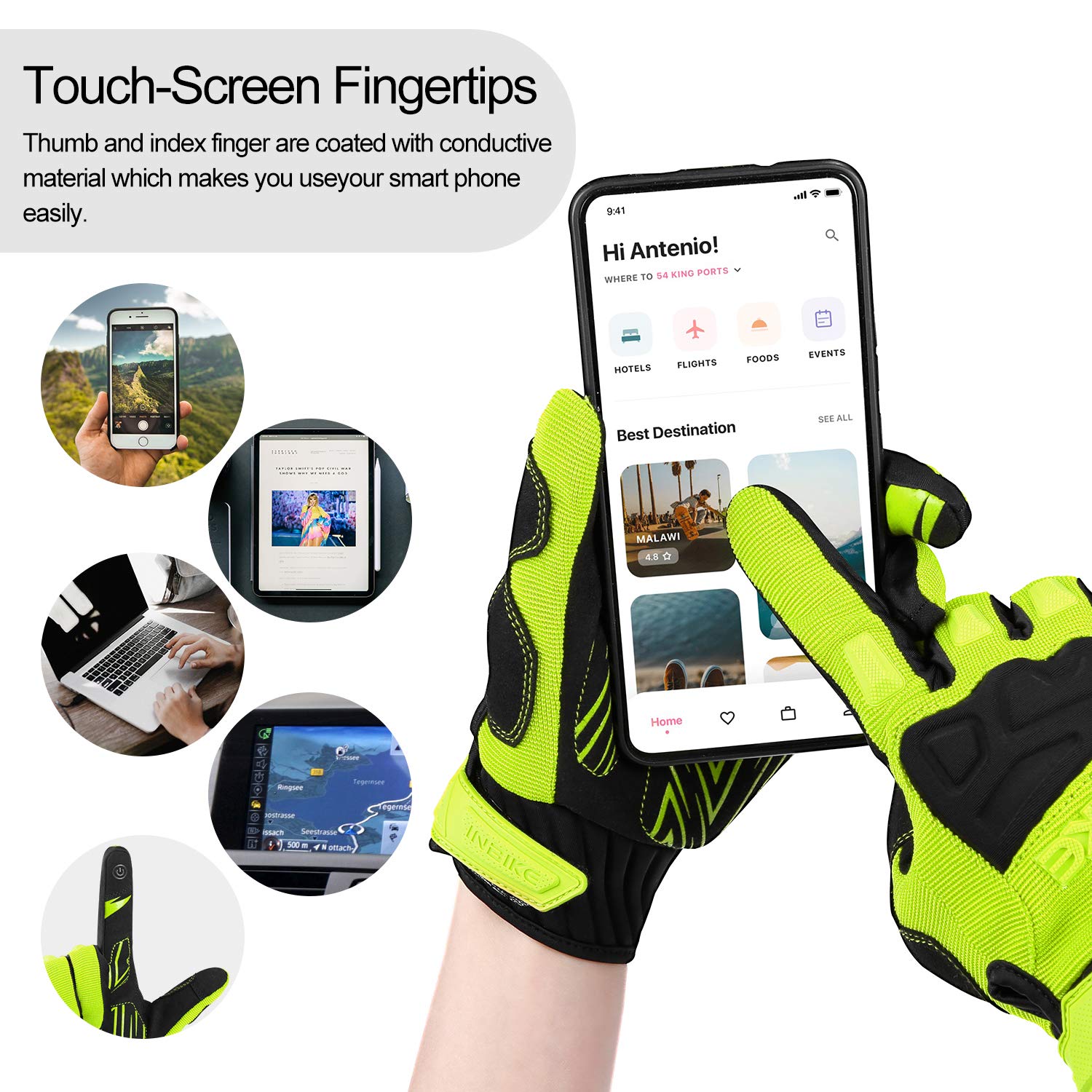 INBIKE - Guantes de bicicleta de montaña para hombre, protectores de nudillos, acolchados para hombre, transpirables, para MTB, motocross, carreras, Dirtbike