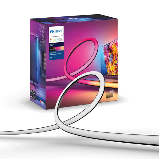 Tira de Luz Inteligente Philips Hue gradiente para Televisiones de 65 Pulgadas Compatible con Alexa