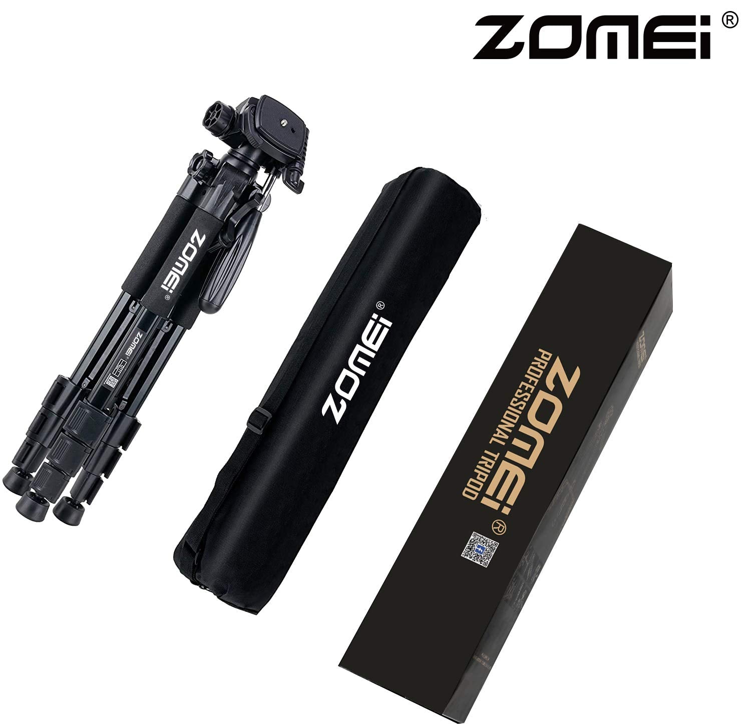 Trípode para Cámara ZOMEI Q111 Negro Profesional de Aluminio 55 Pulgadas para DSLR Canon Nikon Sony