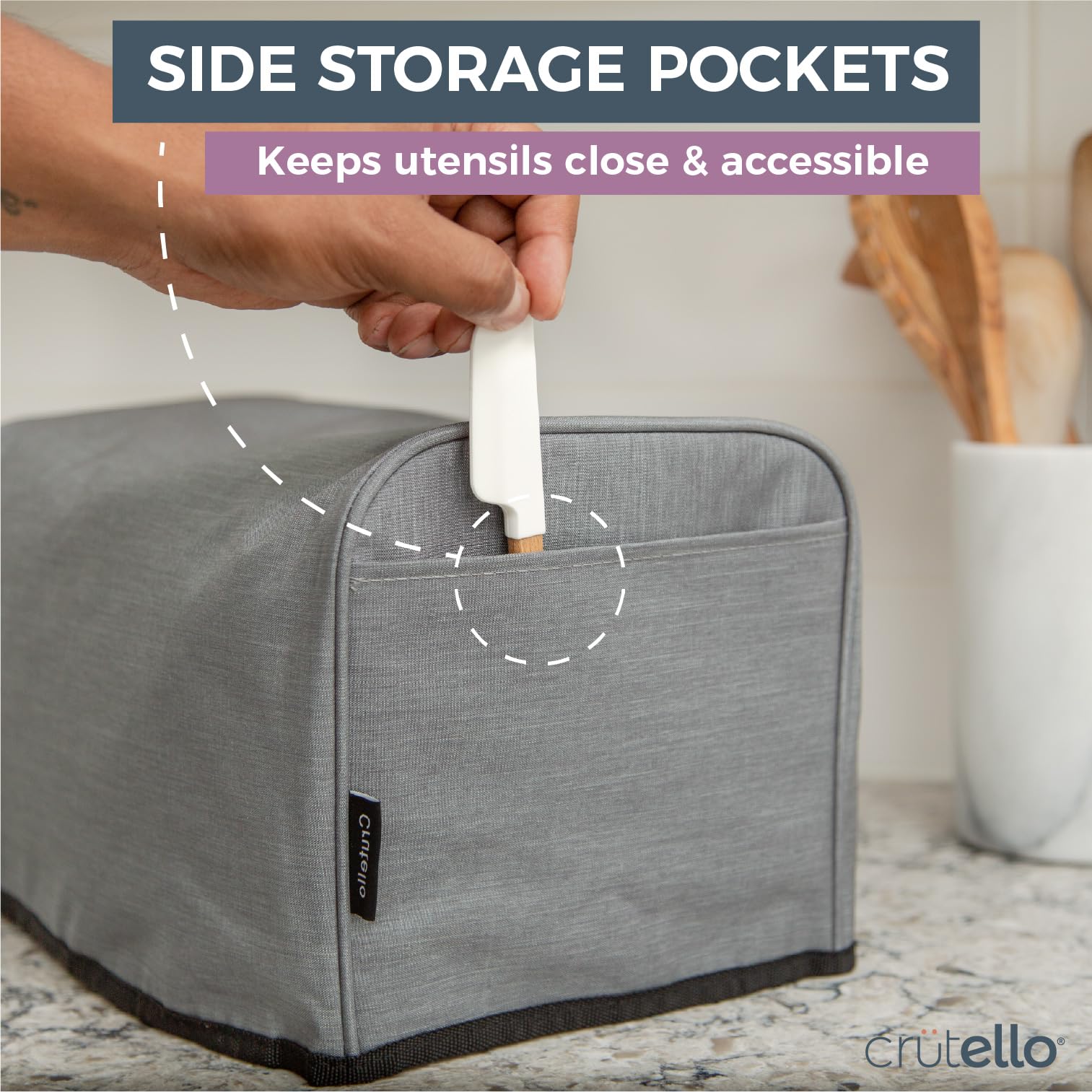 Crutello - Funda para tostador de 4 rebanadas con bolsillos de almacenamiento, para tostador de 4 rebanadas, cubiertas para polvo para electrodomésticos pequeños