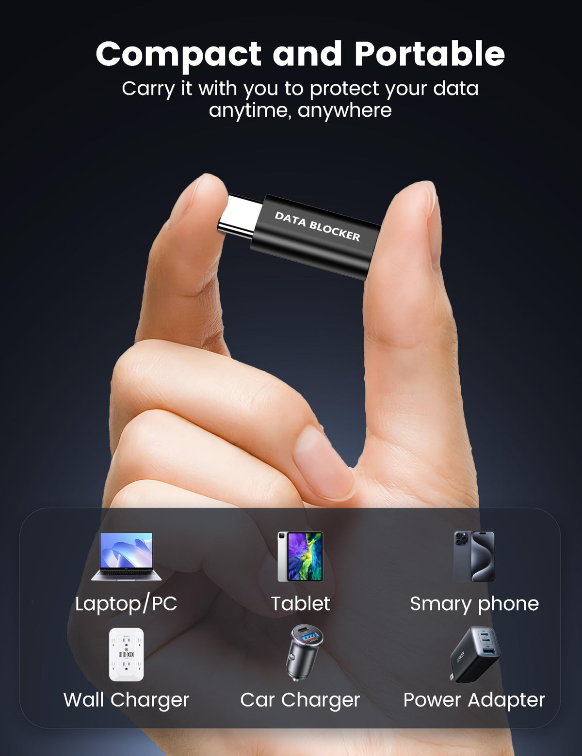 Adaptadores de Bloqueo de Datos USB-C a USB-C para iPhone y Android, Paquete de 5