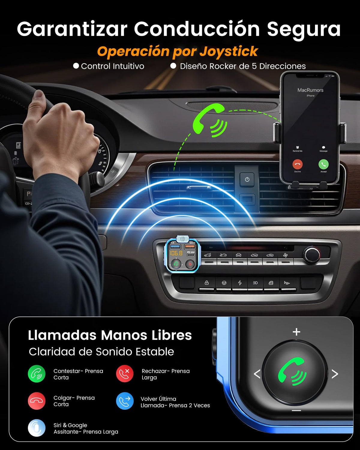 Transmisor FM Bluetooth 5.3 LENCENT para Auto
