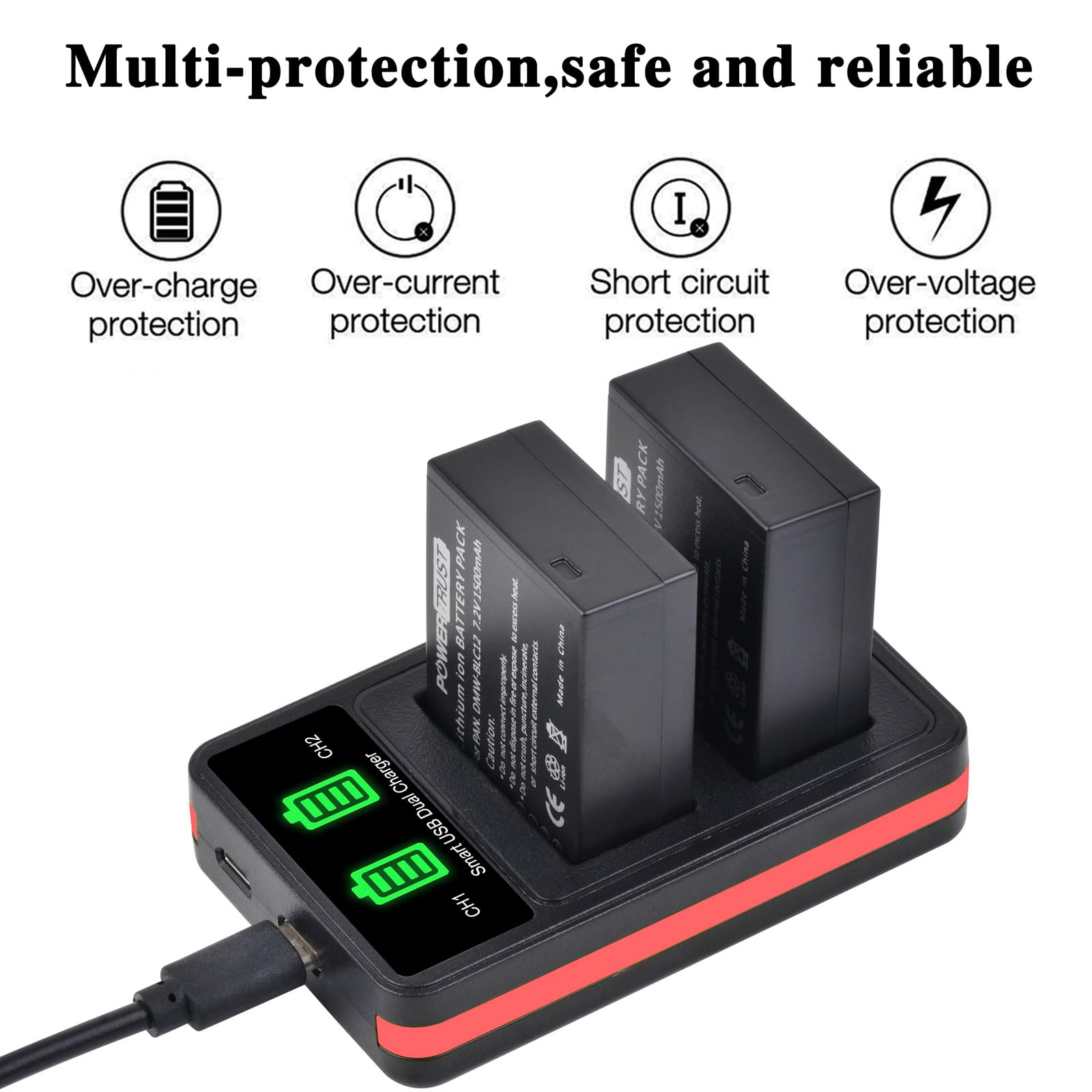 Batería con Cargador Dual USB PowerTrust para Cámara Digital Panasonic Lumix