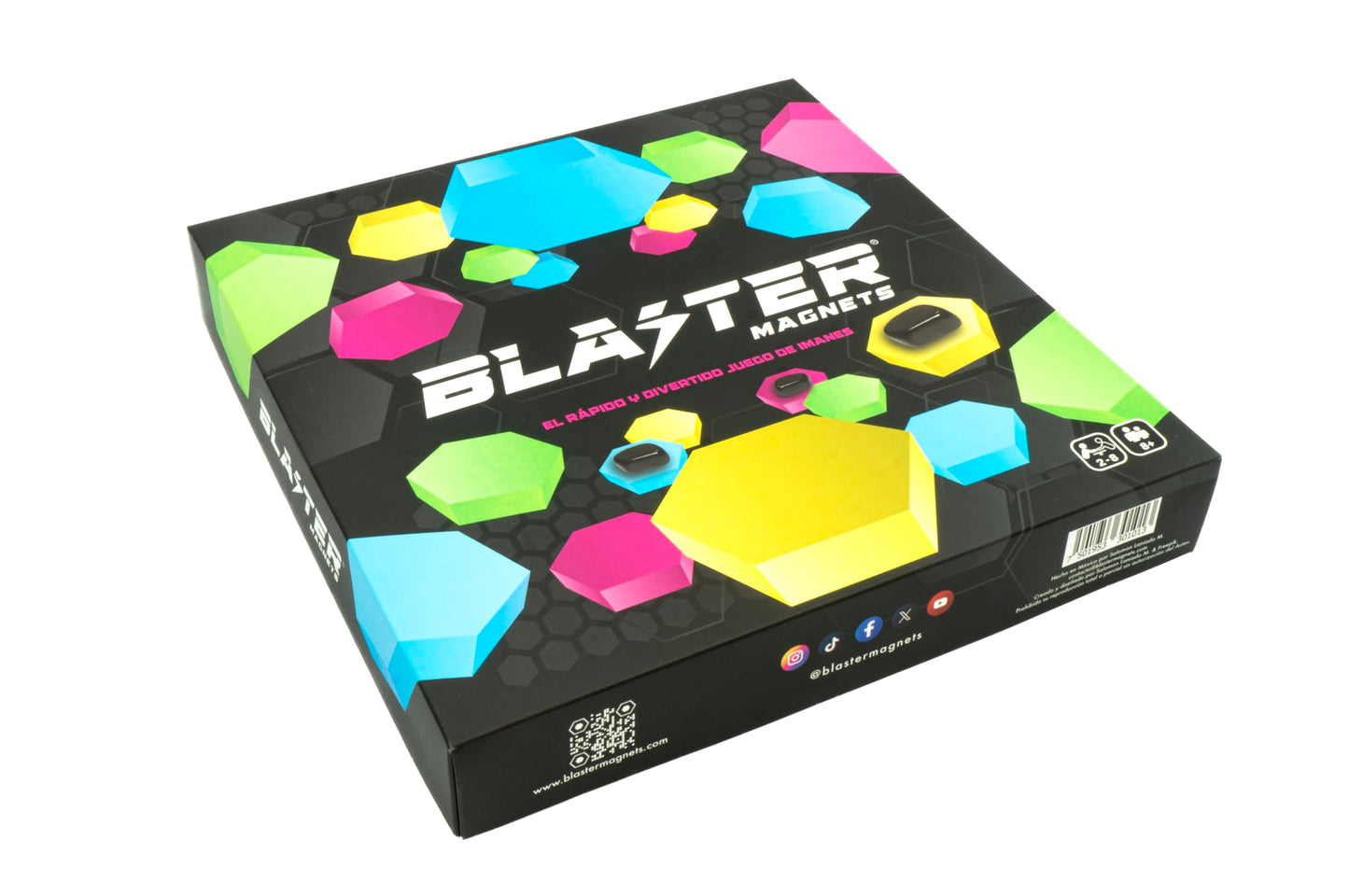 Blaster Magnets Juego de Mesa Original Juego de Imanes Que te atrapará! Ajedrez magnético, 32 Piedras magnéticas! Tablero de Colores,12 Cartas, 2 a 8 Jugadores, Fiestas, Familiar, Estrategia.