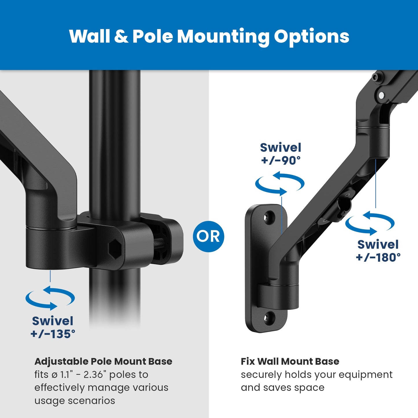 Brazo Ergonómico para Portátil Mount-It! Negro Ajustes de Movimiento Completo y Diseño Versátil