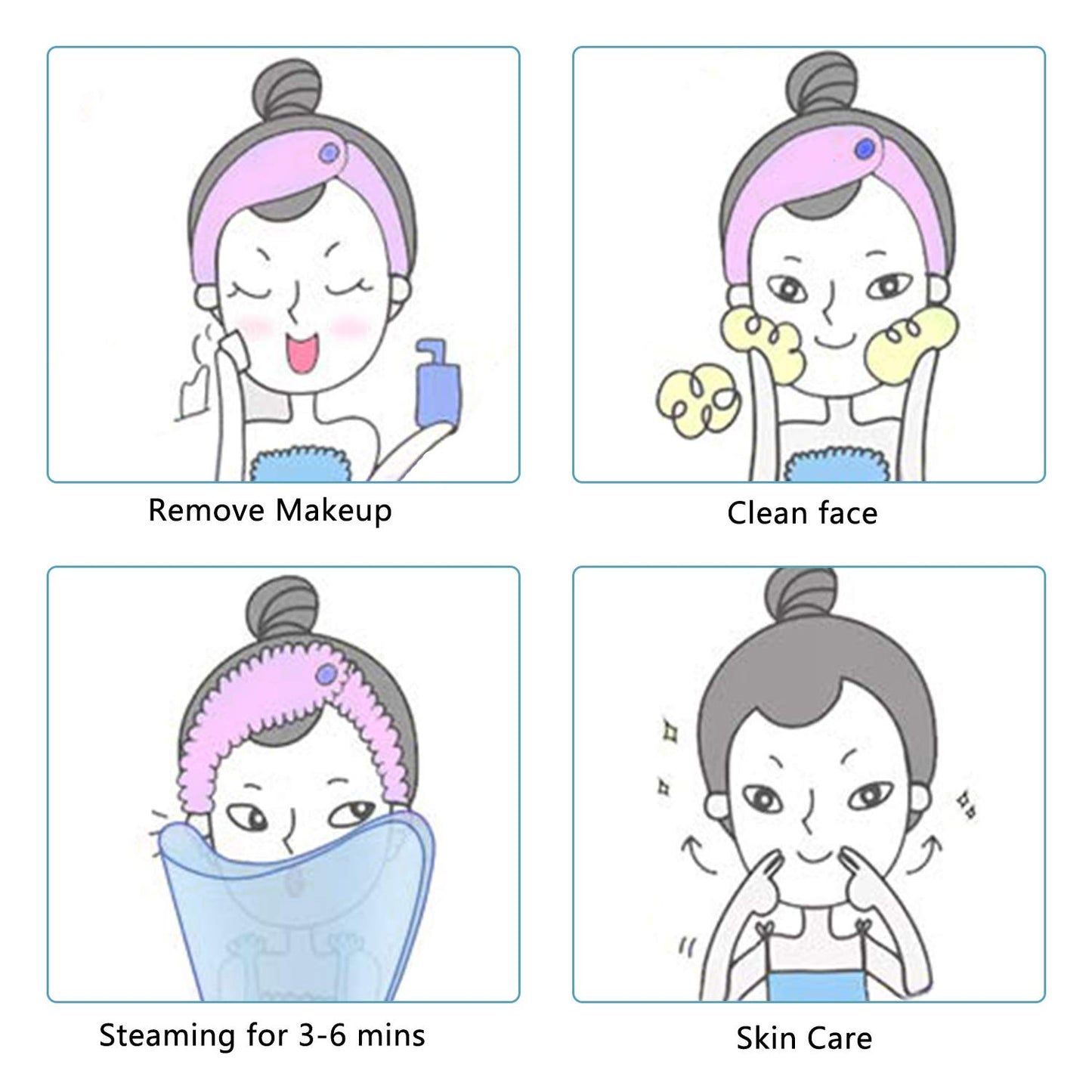 Vaporizador facial para limpieza profunda facial, vaporizador facial para mujer, 2 modos Nano Ionic para desatascar los poros, hidratar, azul (incluye kit de eliminación de puntos negros, cepillo, diadema)