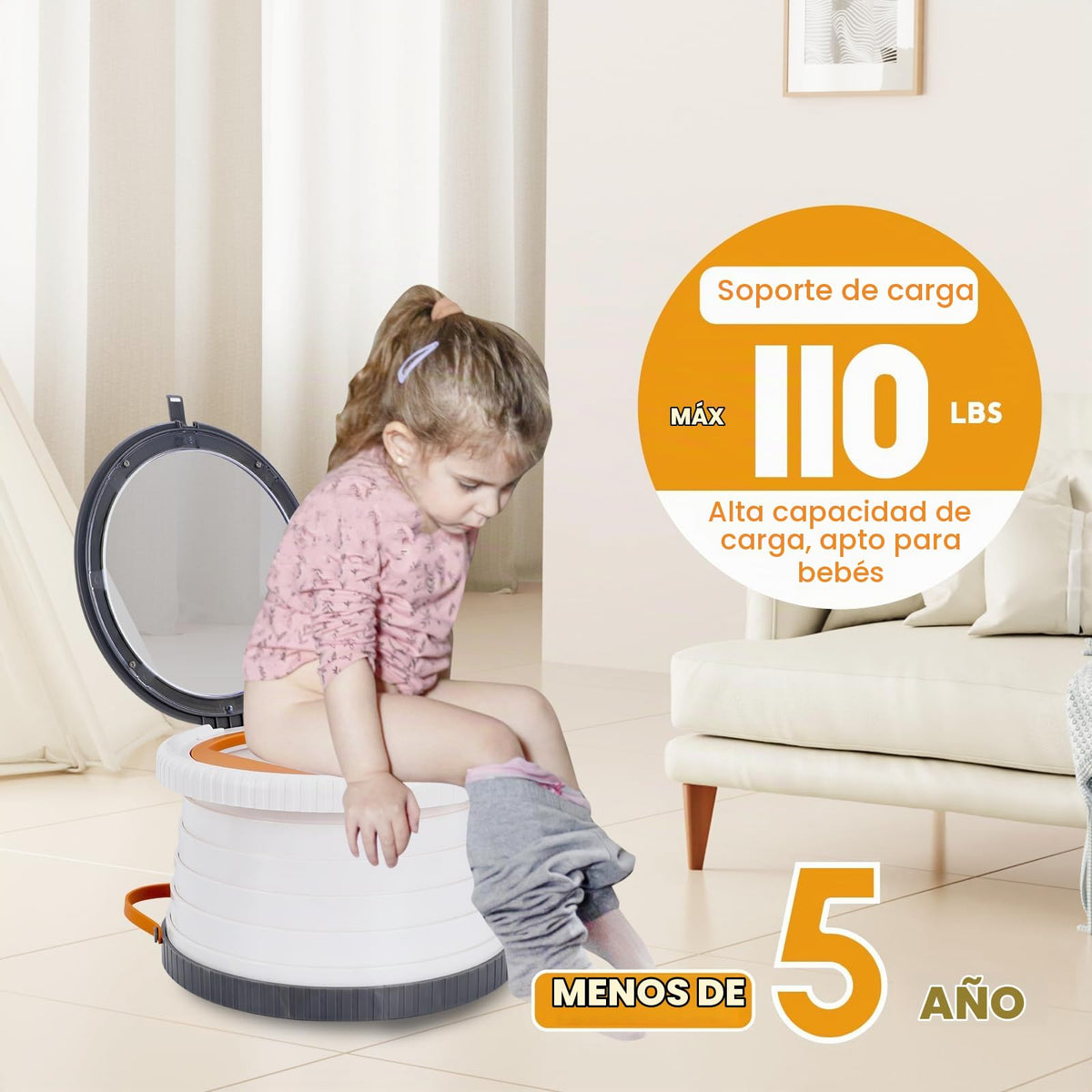 SunnySmile - Inodoro portátil para niños, asiento portátil para orinal para viajes de niños, orinal de viaje con bolsa de viaje, aplicable a camping, uso en interiores y exteriores, incluye 75 bolsas