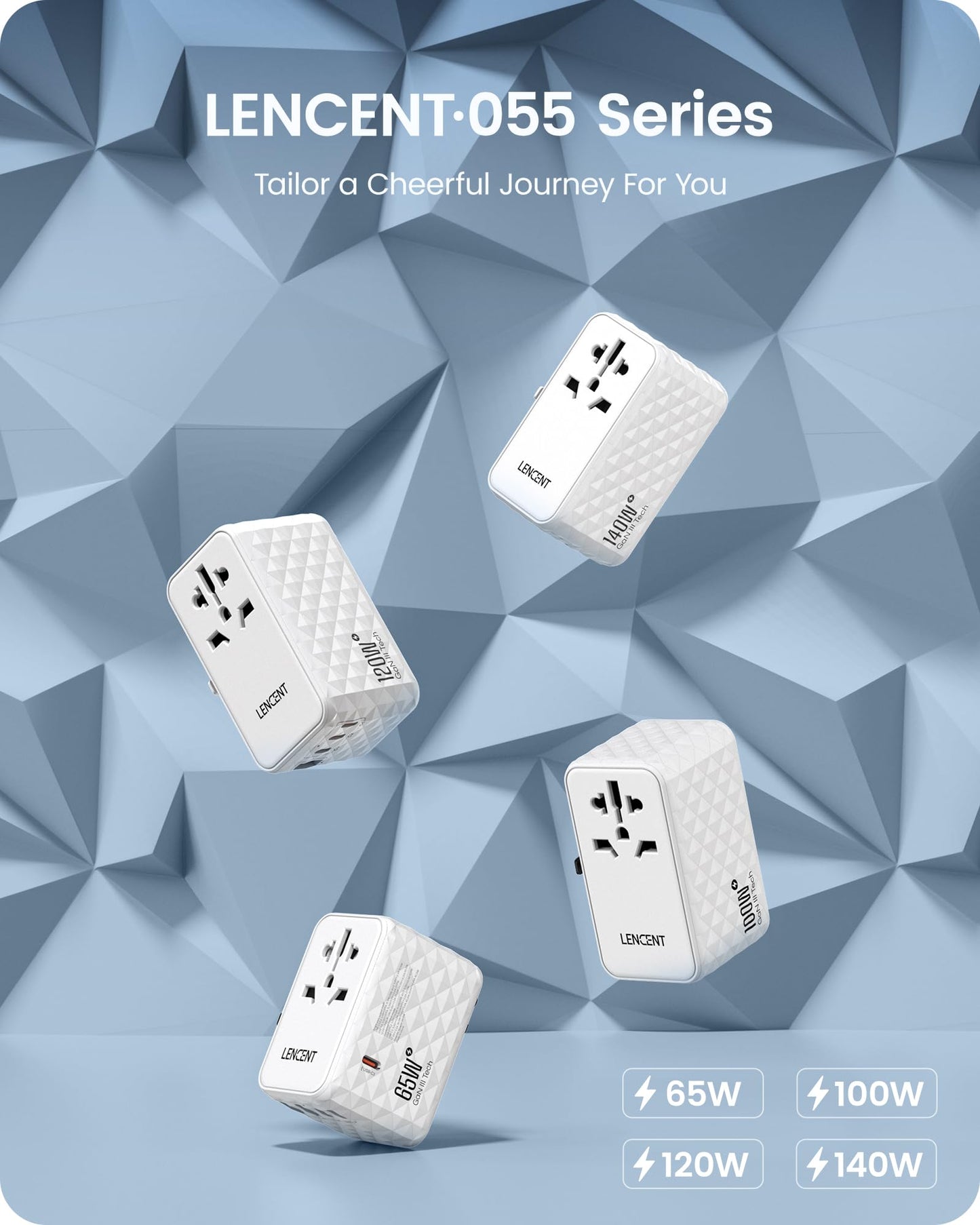LENCENT Adaptador Universal de Viaje, 120W Internacional con 1 USB y 3 USB-C PD Carga Rápida, Cargador Europeo con Enchufe Tipo A/C/G/I para USA/UE/Reino Unido/Australia, Blanco