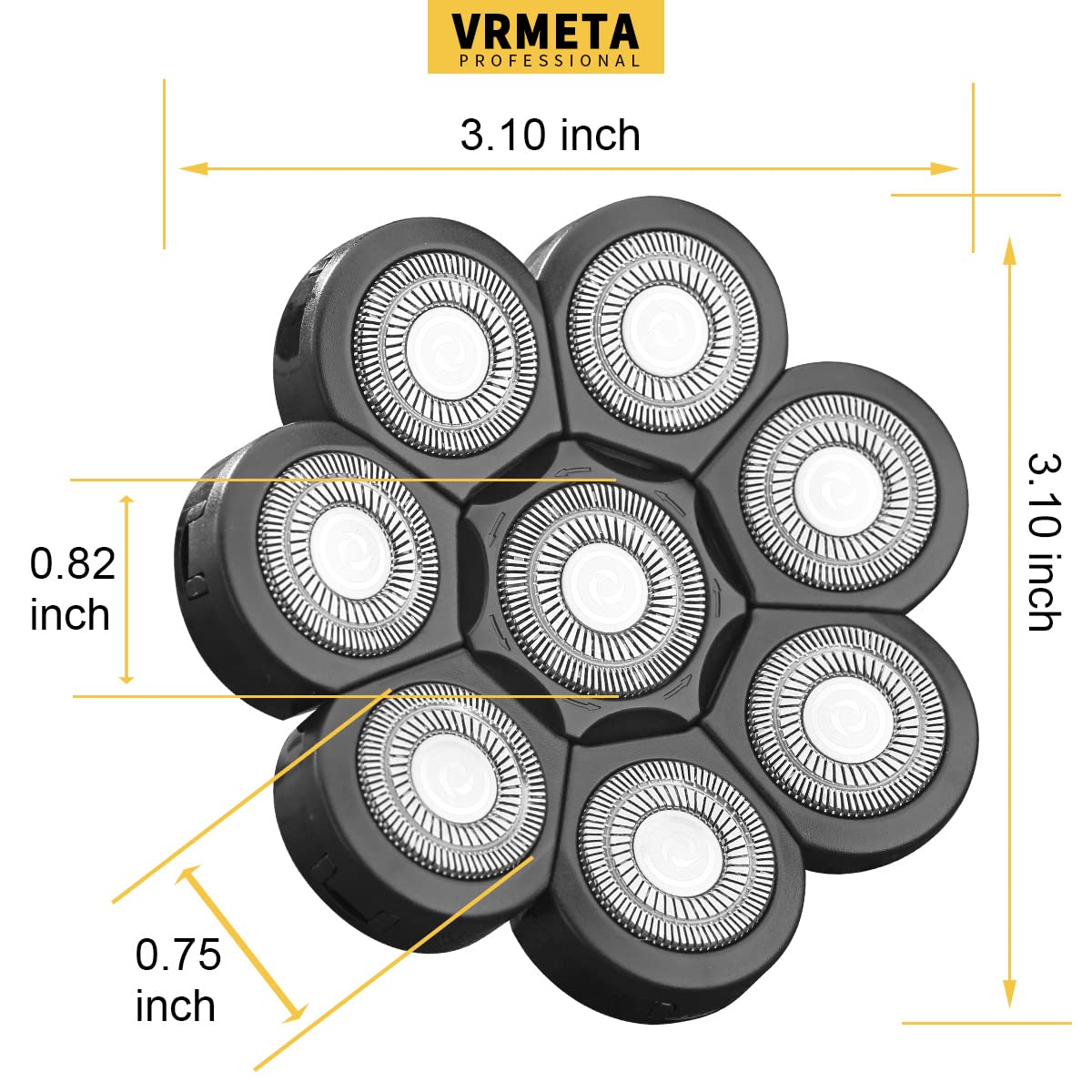 VRMETA- Cabezales de repuesto para afeitadora de cabeza, cuchillas flotantes, afeitadora eléctrica de acero inoxidable afilada 8D para hombres