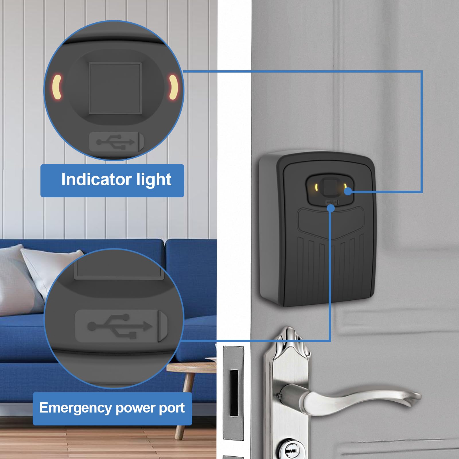 Loccess Caja de Bloqueo Inteligente con Huella Dactilar, Acceso Remoto Inalámbrico, Bluetooth, Negro