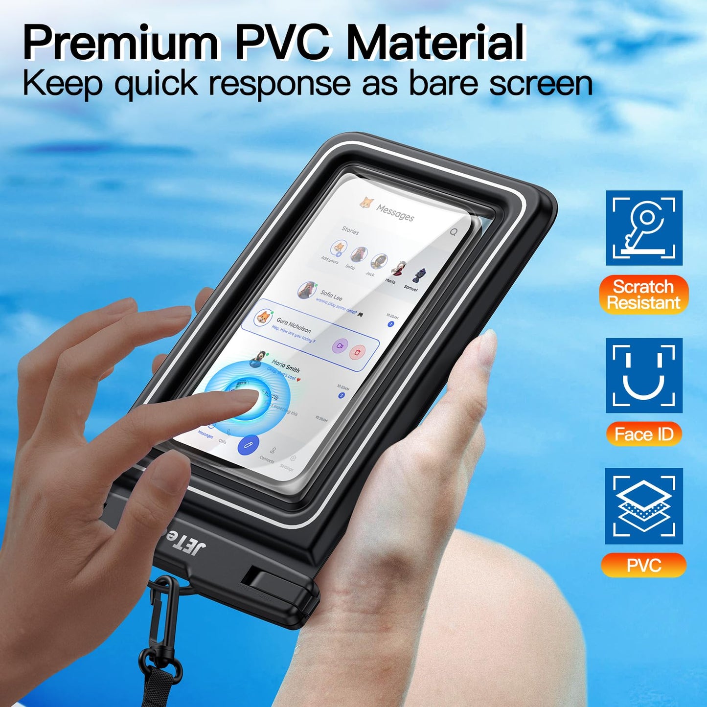 JETech Flotante Bolsa Estanca Móvil, 2 Unidades Funda Impermeable iPhone 16e 16 15 14 Pro MAX Plus, Galaxy S25 S24 S23 Ultra, Pixel 10 Series y Otros hasta 7 Pulgadas, Bolsa Seca IPX8