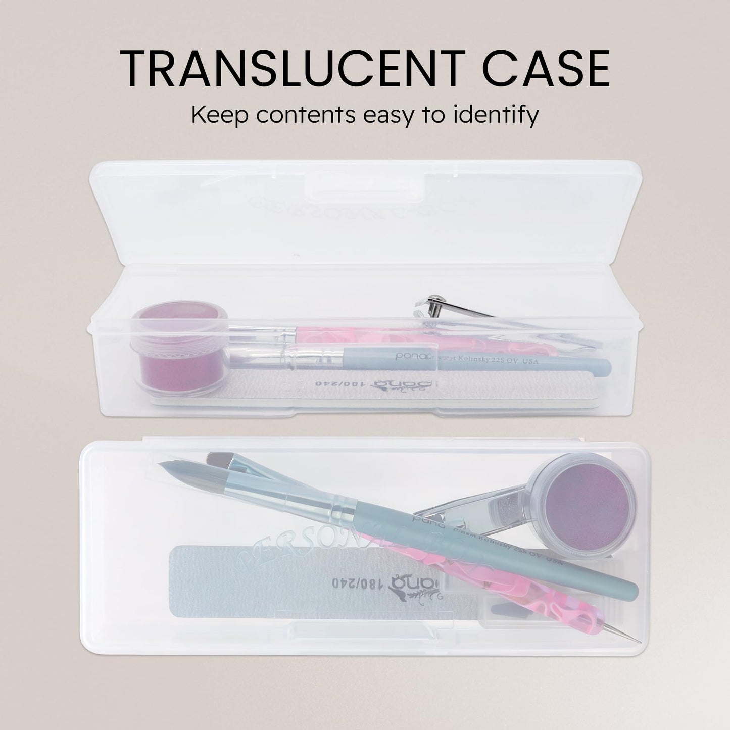 Beauticom Personal Box Storage Case for Professional Manicurist Nails Pedicure (Large Size) (3 Pieces, FROSTED)