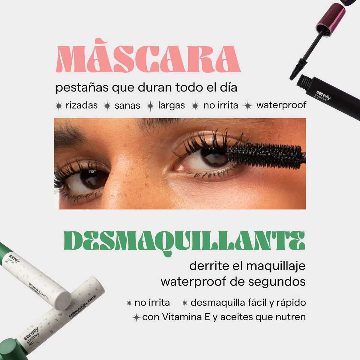 SARELLY, Kit Ojos, Máscara de Pestañas Volume Horse Lashes + Desmaquillante Lavadero, Sarelly Creativo Lab