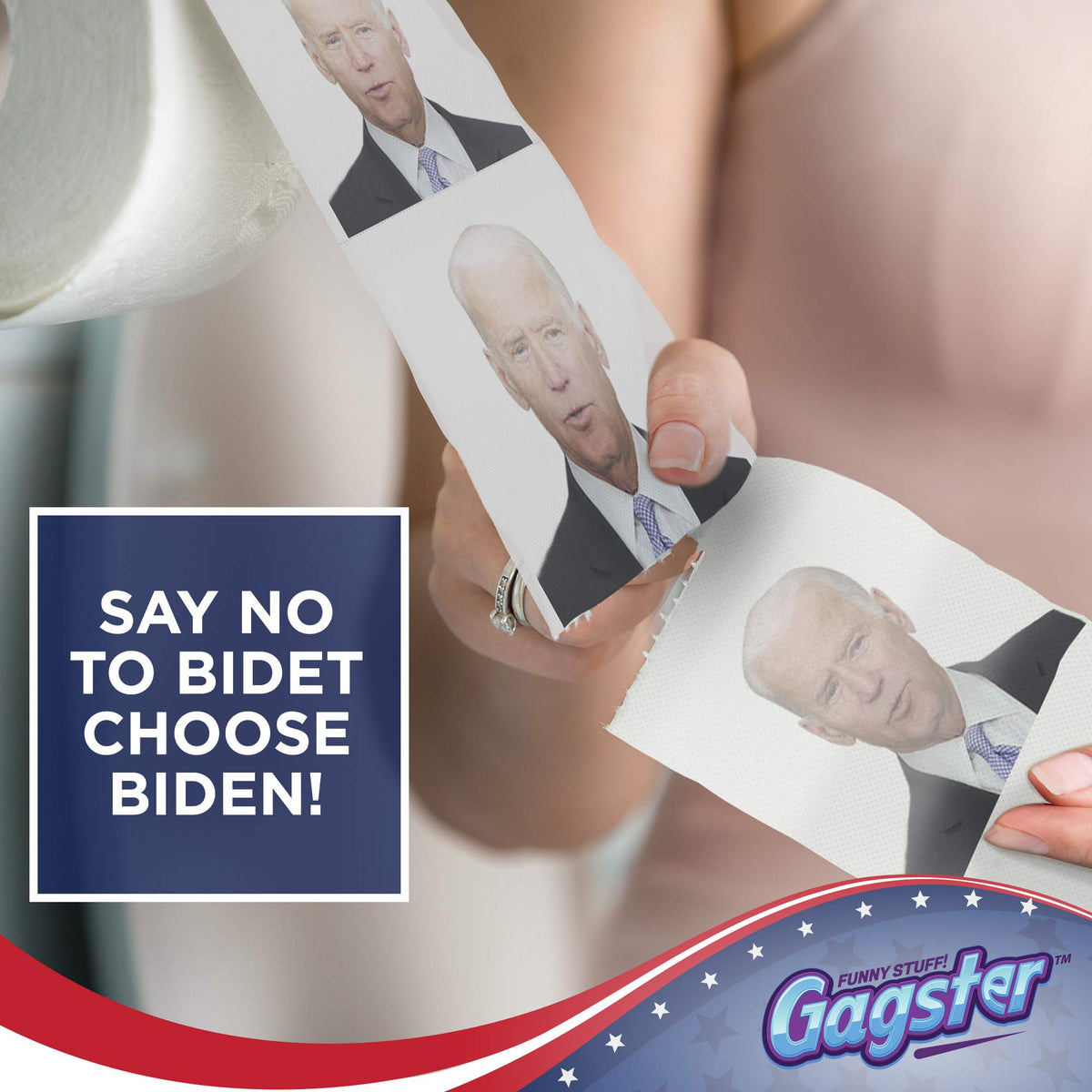Rollo de Papel Higiénico Gagster Impresión Biden a Todo Color 3 Capas