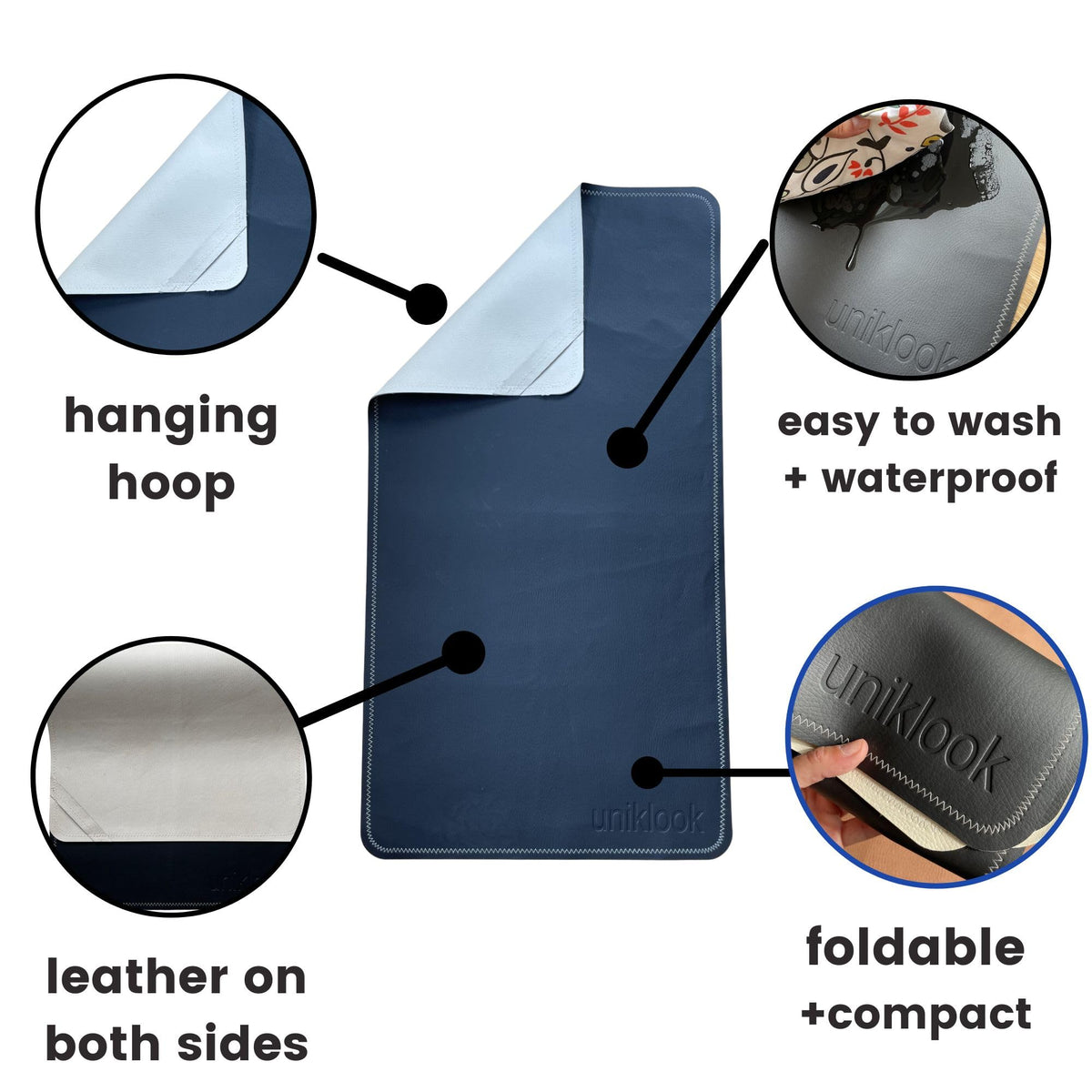 Uniklook - Cambiador de piel vegana para bebé bebé, impermeable, pañales, alfombrilla de colocación para mascotas o computadora, viaje portátil (16 x 30 pulgadas, marfil + terracota)