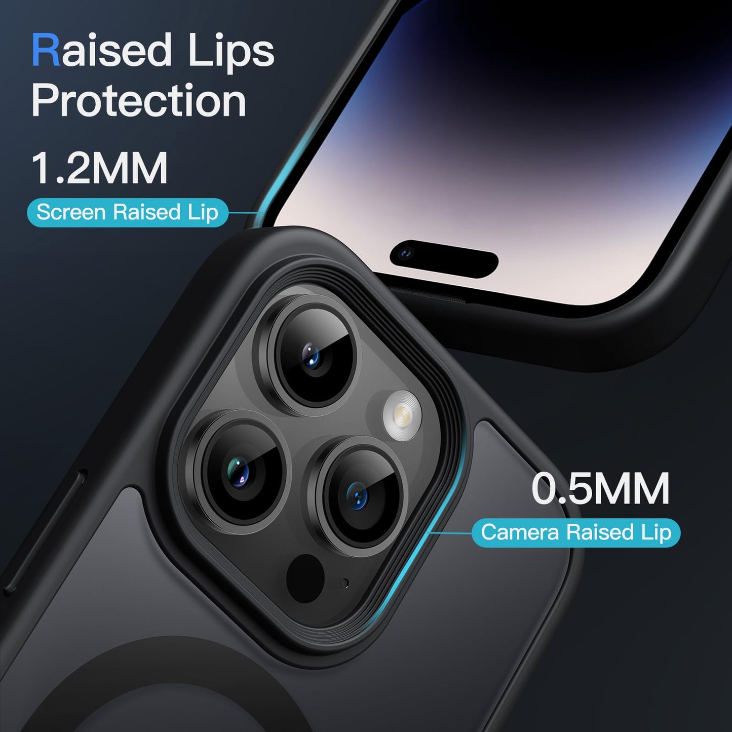 JETech Funda Magnética para iPhone 14 Pro 6.1 Pulgadas Compatible con MagSafe, Carcasa Translúcida Mate Trasera Fina Antigolpes (Negro)