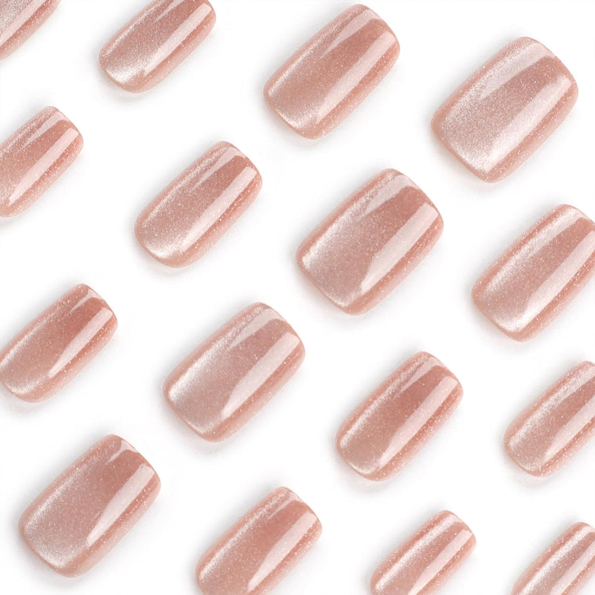 Uñas Postizas de Cortas Largas de Francesa, Adhesivas Uñas Press on Nails de Cobertura Completa, Falsas Decoradas Acrílico Natural para Mujeres y(C)