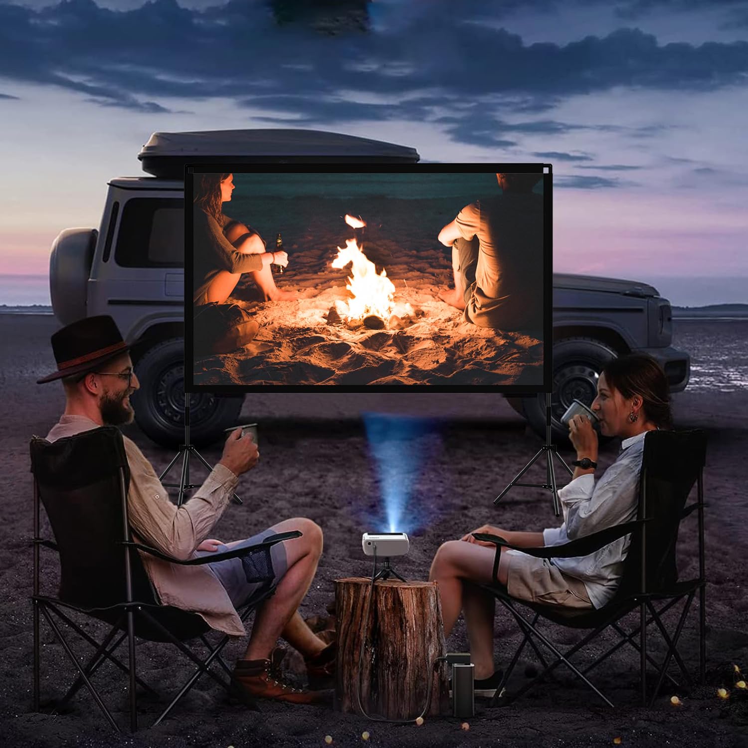 Wootfairy - visualización de proyección portátil y plegable de 120 pulgadas para interiores y exteriores, 16:9 4K HD trasera frontal sin arrugas con bolsa de transporte para cine en casa, patio