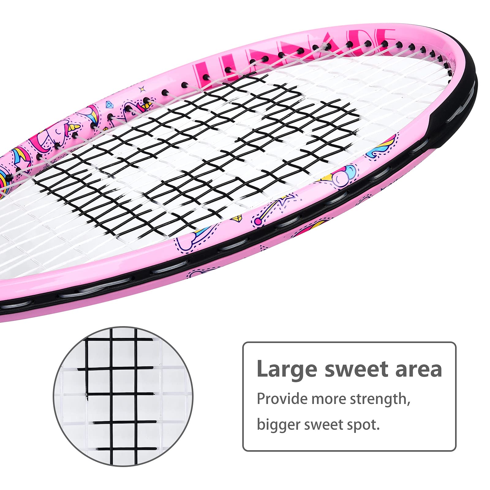 LUNNADE - Raqueta de tenis para niños pequeños, 19/21/23/25 pulgadas con cubierta, adecuada para niños y niñas principiantes de 3 a 12 años