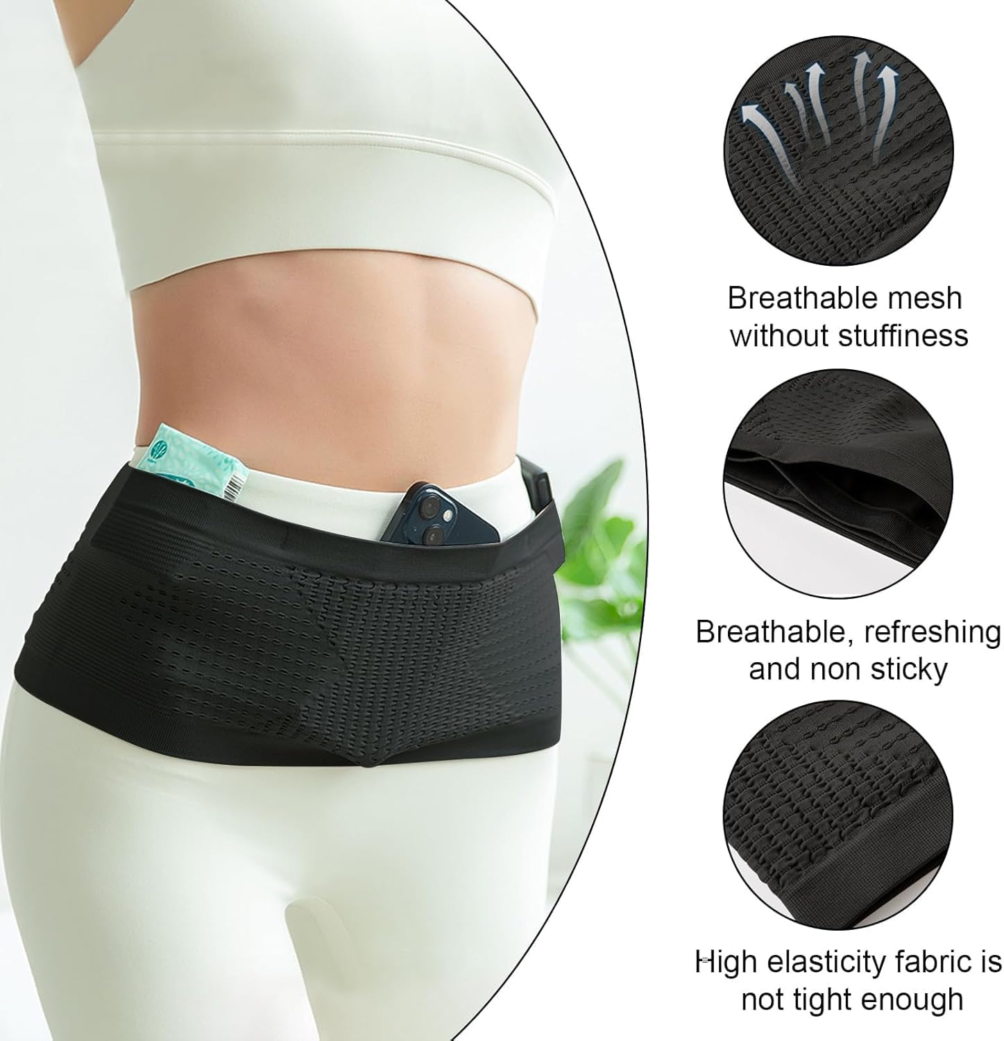 LBYHZS Riñonera para Correr, Cangurera Deportiva Elástica, Riñonera Delgada Ajustable, Cangurera para Correr para Hombre y Mujer, Ideal para Ciclismo, Trotar, Running, Gimnasio, Viaje (L)
