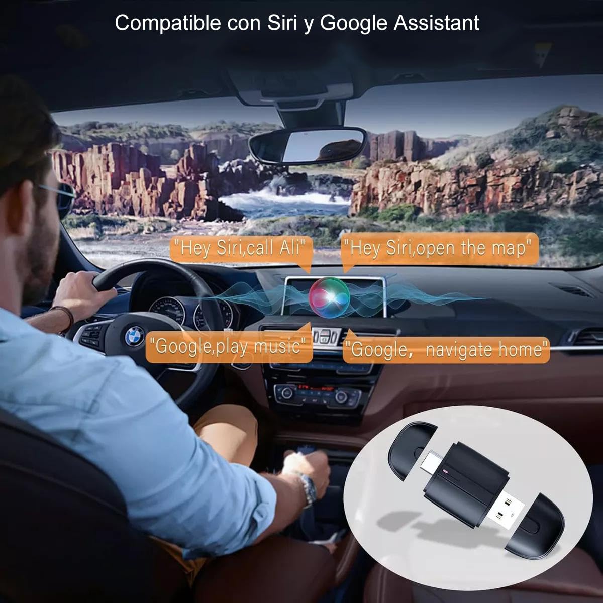 Adaptador Inalámbrico ZOKNGB 2 En 1 para CarPlay/Android Auto Conecta Fácilmente en Automóviles