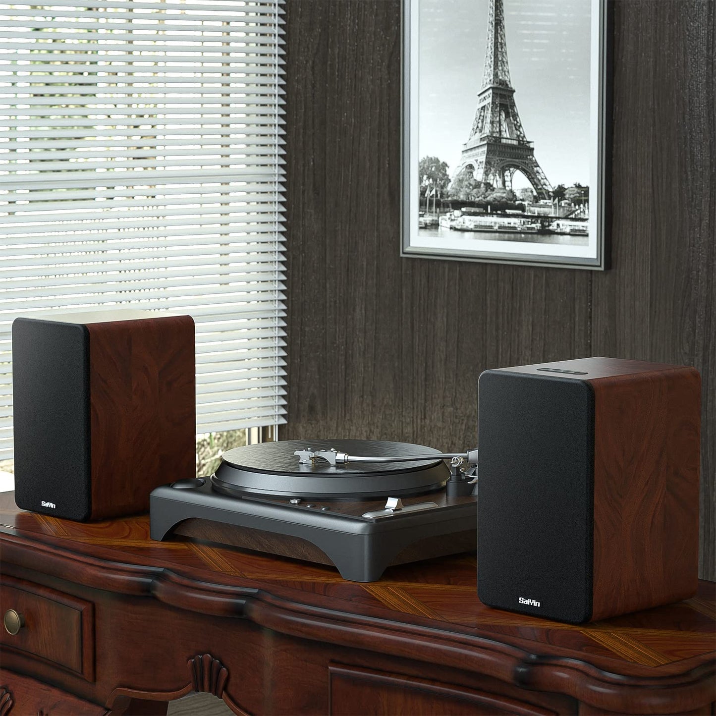 Altavoces de Estantería Saiyin Bluetooth Negros con Woofer 5.2 Pulgadas y Entradas RCA Ópticas