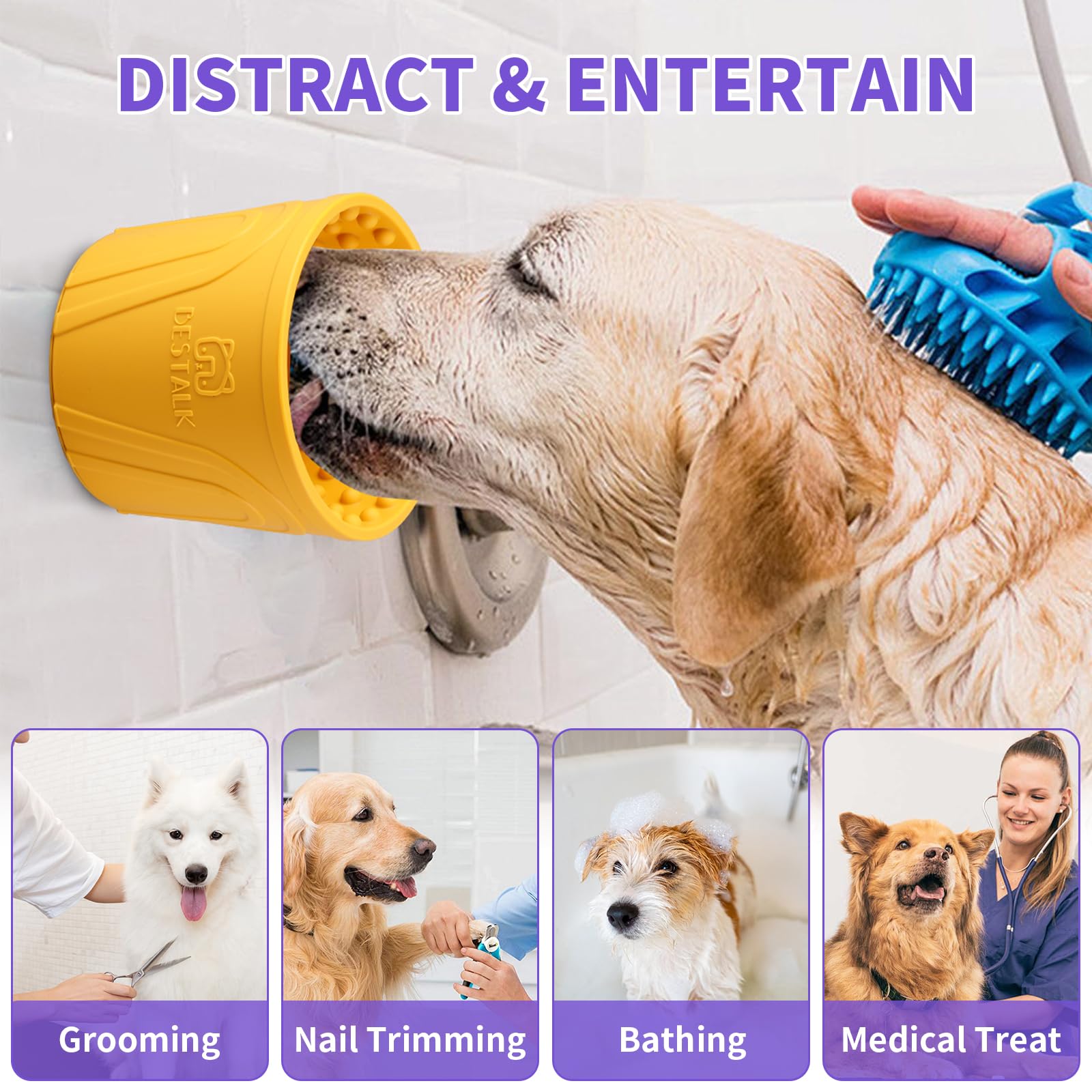 Bestalk - tazón para amamantar la ansiedad, alimentador lento para perros con alimentador lento para amamantar perros, tazón antideslizante para perros de razas pequeñas, medianas y grandes, silicona