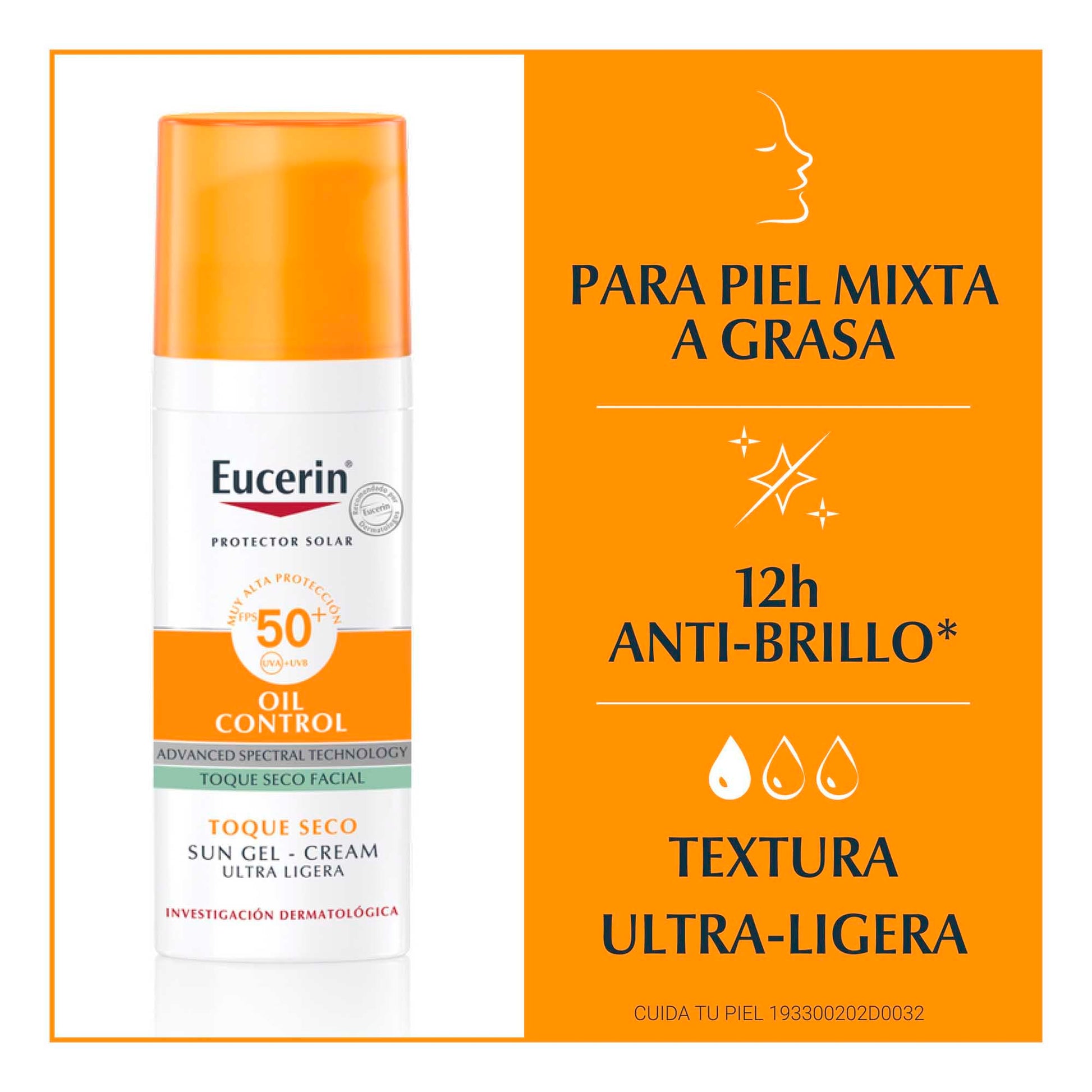 Eucerin Protector solar facial efecto mate toque seco Oil Control 50 ml