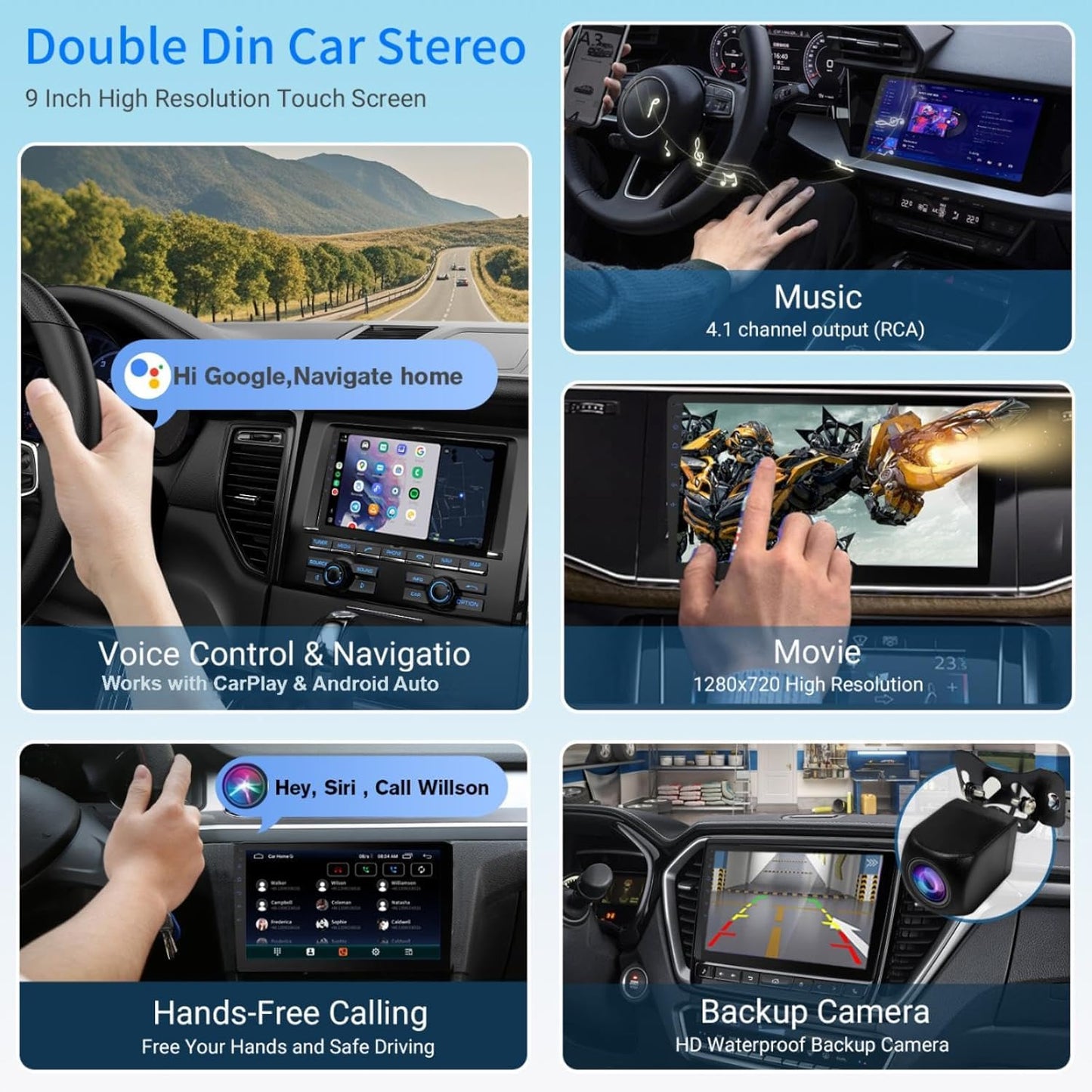 Haudio Reproductor de Estéreo de Coche Android 13 Double Din - Pantalla táctil HD Universal de 10.1" con 64GB, GPS Integrado y Cámara de Copia de Seguridad, Bluetooth 4.1, Soporta CarPlay/MirrorLink