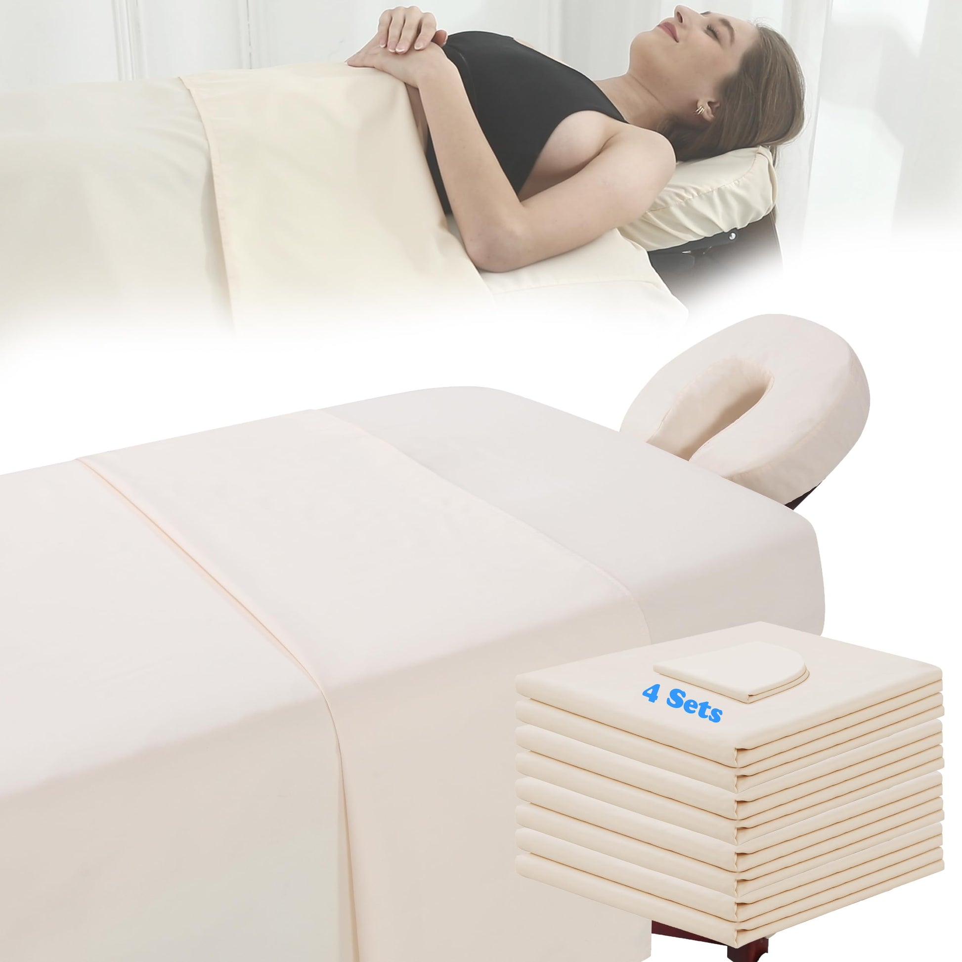 GASIYU 4 Juegos De Sábanas Para Mesa De Masaje De Microfibra 3 Pzas Funda De Cama De Masaje Suave Libre De Arrugas Incluye Sábana Ajustable De Masaje, Sábanas De Masaje Y Cubierta De Cuna Fa