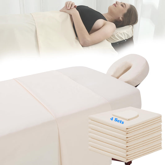 GASIYU 4 Juegos De Sábanas Para Mesa De Masaje De Microfibra 3 Pzas Funda De Cama De Masaje Suave Libre De Arrugas Incluye Sábana Ajustable De Masaje, Sábanas De Masaje Y Cubierta De Cuna Fa