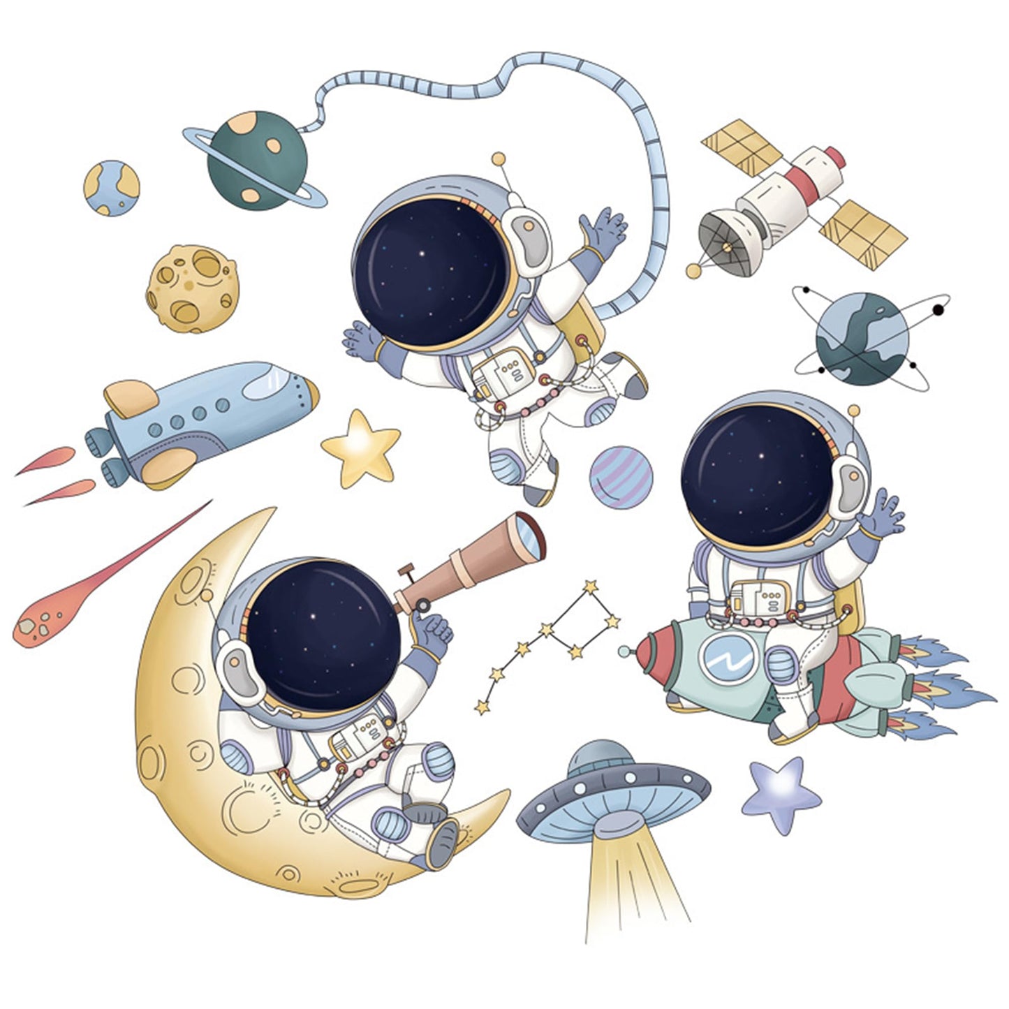 WAFT YEARN Astronauta - Calcomanías de pared para guardería, niños, recámara, sala de estar, sala de juegos, decoración de pared de la NASA (Astronaut2)