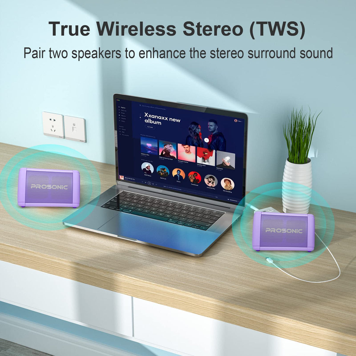 Altavoz Bluetooth Portátil Prosonic Negro con Sonido Estéreo de 10 W y Graves Intensos