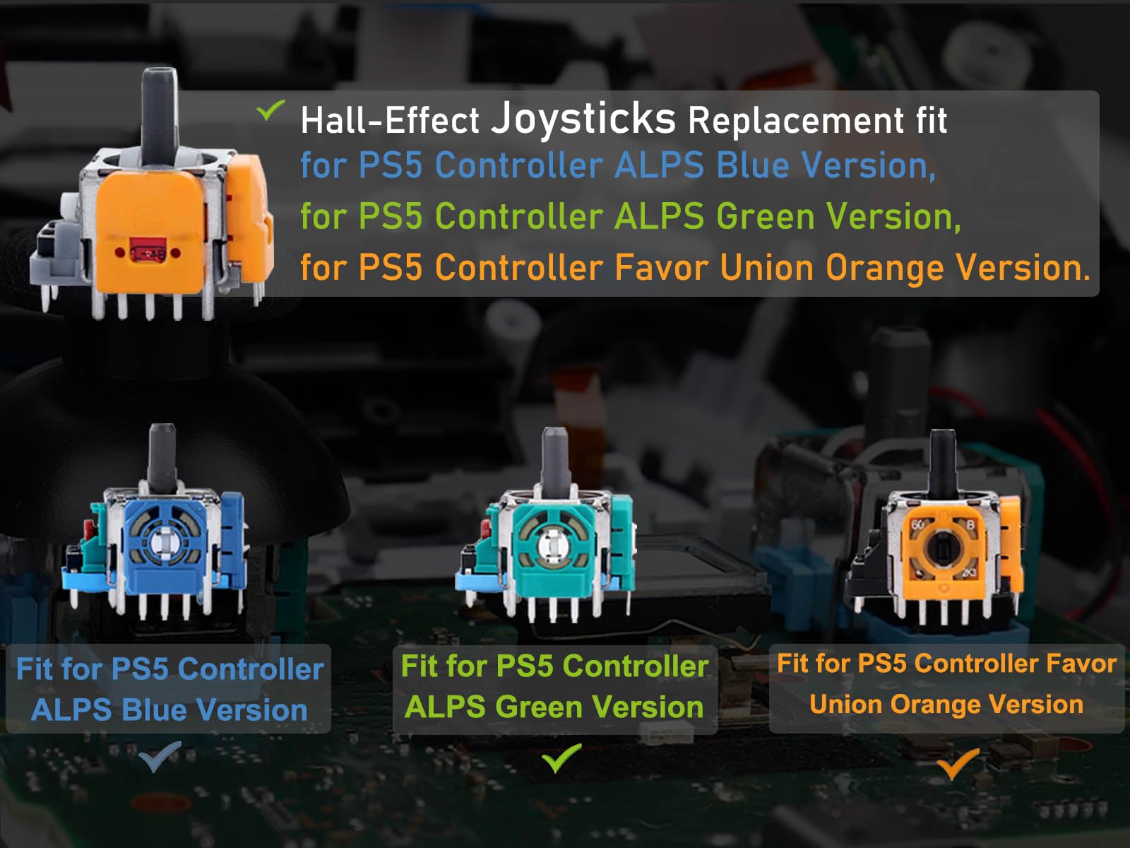 Ikpek - Juego de 4 joysticks de efecto salón de repuesto para driver DualSense PS5, sensor analógico 3D para rueda de pulgar de repuesto para driver PlayStation 5