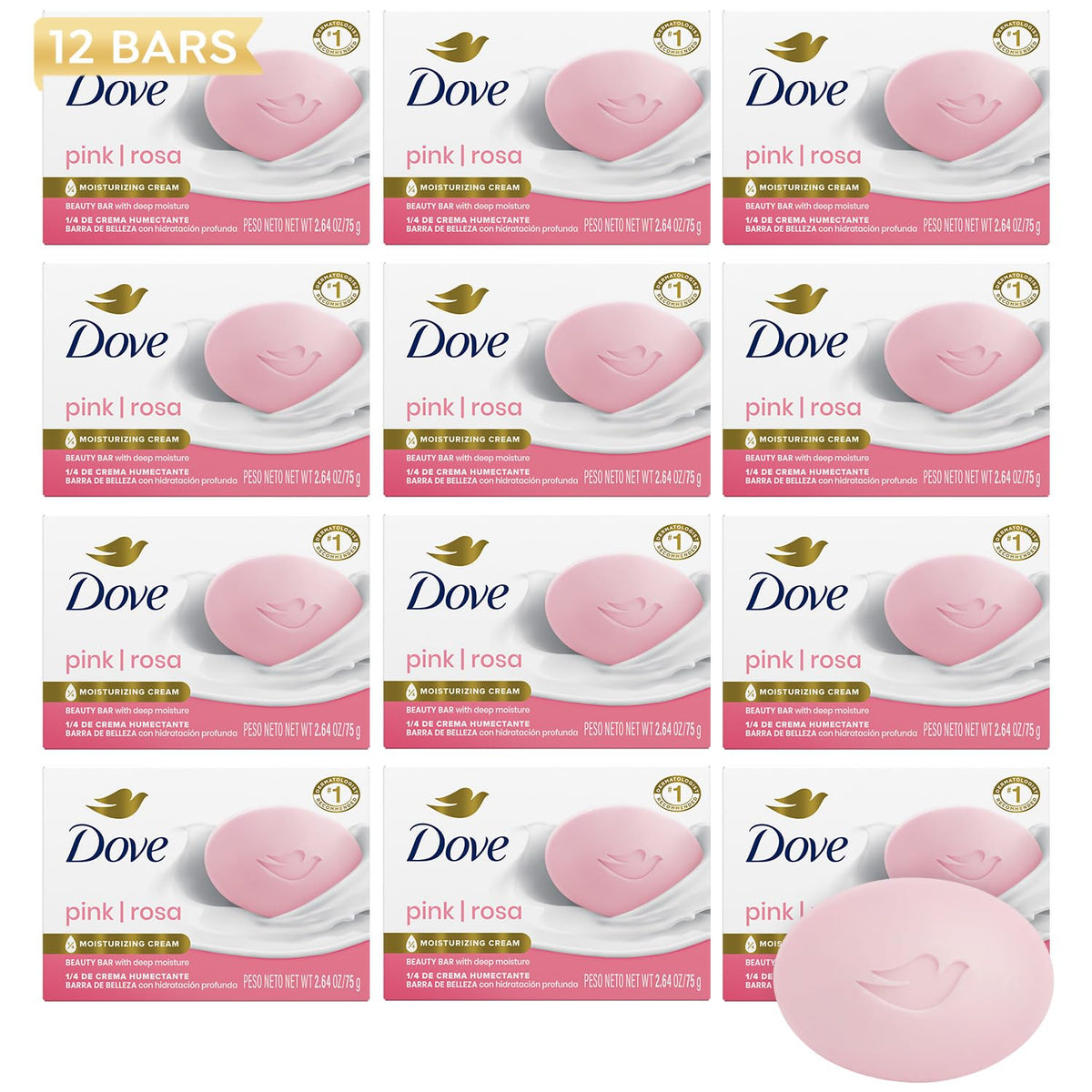 Dove Beauty Bar Pink Soap 4.75 Oz / 135 Gr (Pack of 12 Bars)