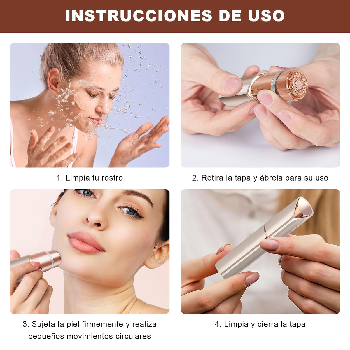 Depiladora Facial Mujer,con Luz LED,Recargable