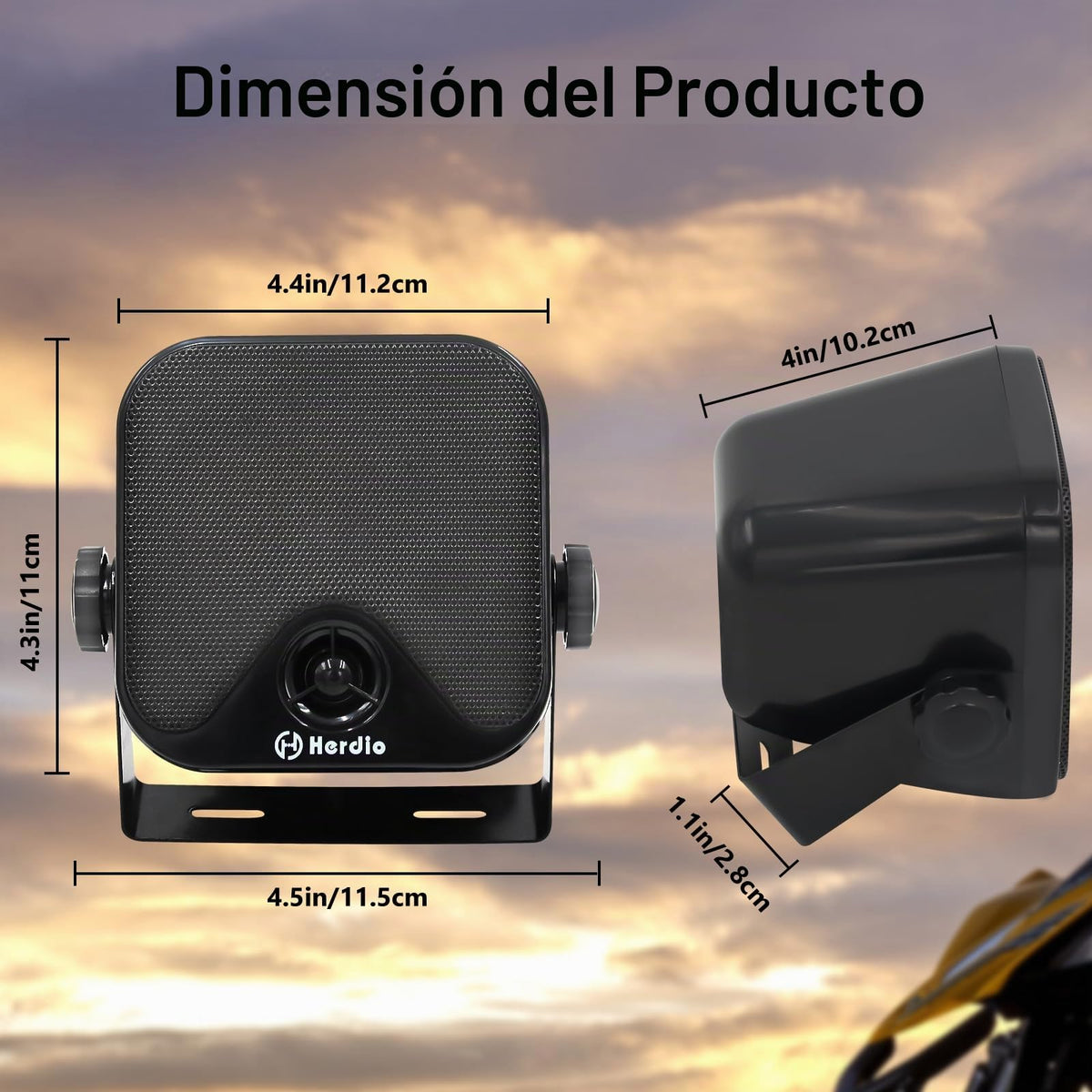 Altavoces Marinos Herdio 4 Pulgadas Negros Duales Impermeables 240W de 2 Vías para Camión, Jeep, ATV, UTV, Carrito de Golf, Tractor