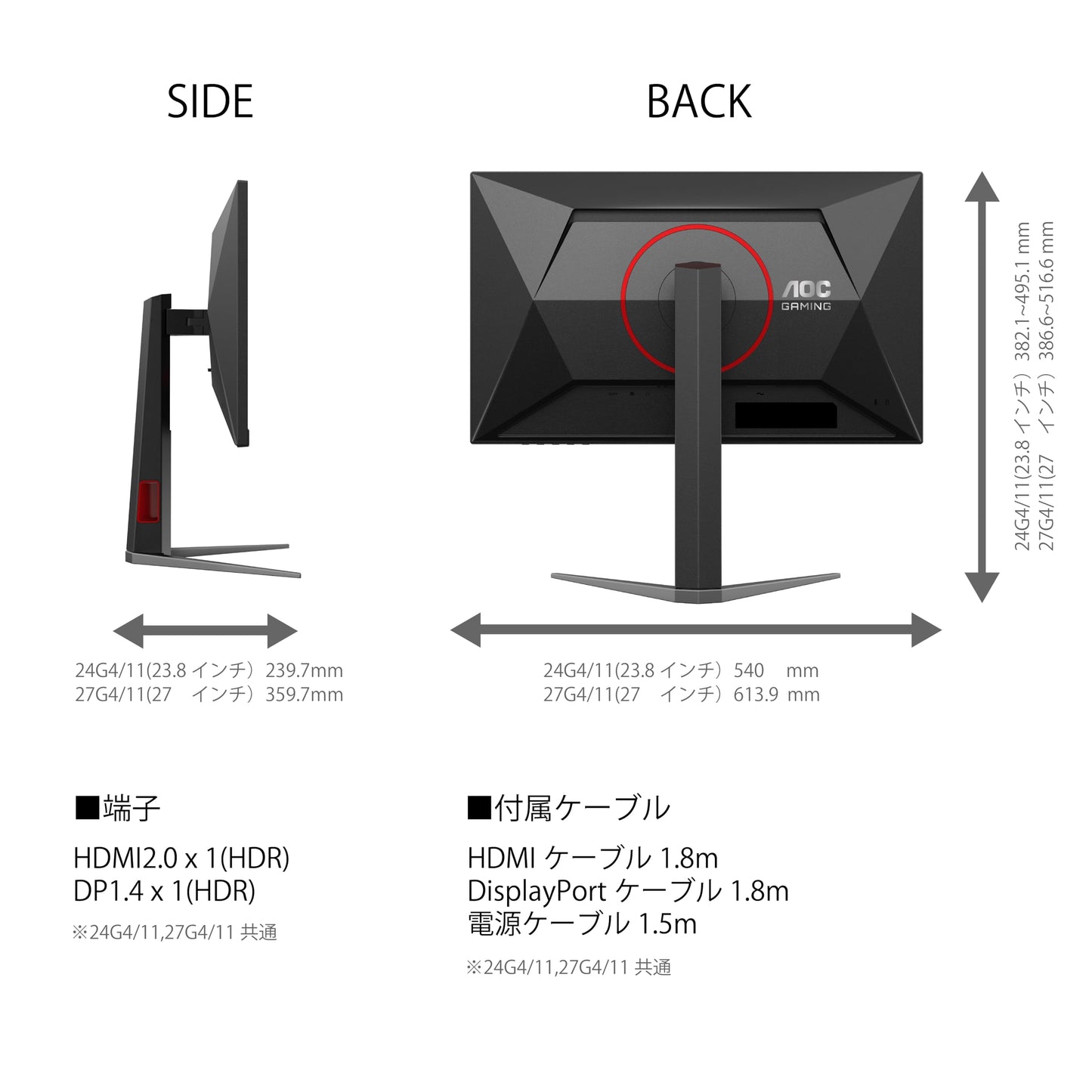 AOC 27G4 Monitor de computadora 68.6 cm (27") 1920 x 1080 Pixeles Full HD LCD Negro, Rojo