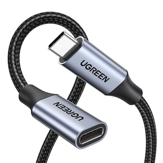 Cable de Extensión USB C UGREEN 1M Negro 3.1 Gen 2 10Gbps para Video 4K 60Hz y Carga Rápida 100W