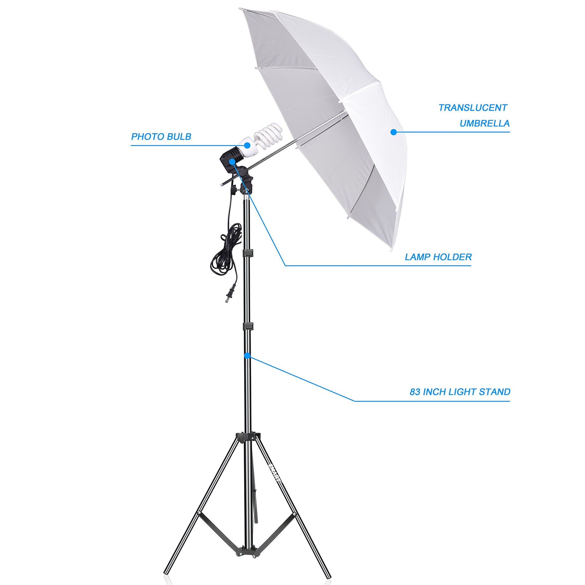 EMART Luz Continua 400W5500K con Paraguas para Retratos y Vídeos De Estudio