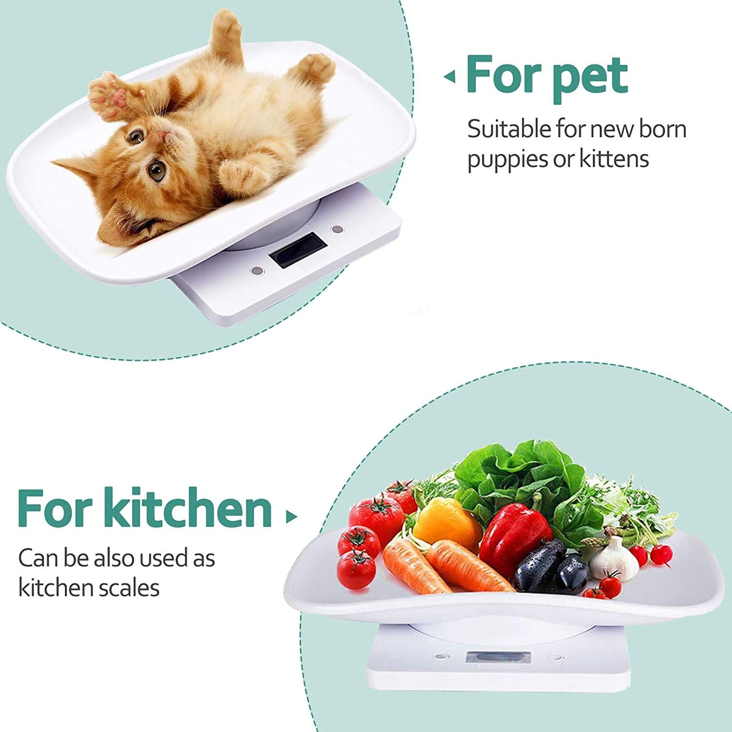 Báscula digital para mascotas, con pantalla LCD, báscula electrónica para alimentos, mini precisión gramos, balanza de equilibrio de peso con alta precisión g/ml/oz/lb para perros, gatos, hámsteres, tortugas, lagartos, animales pequeños