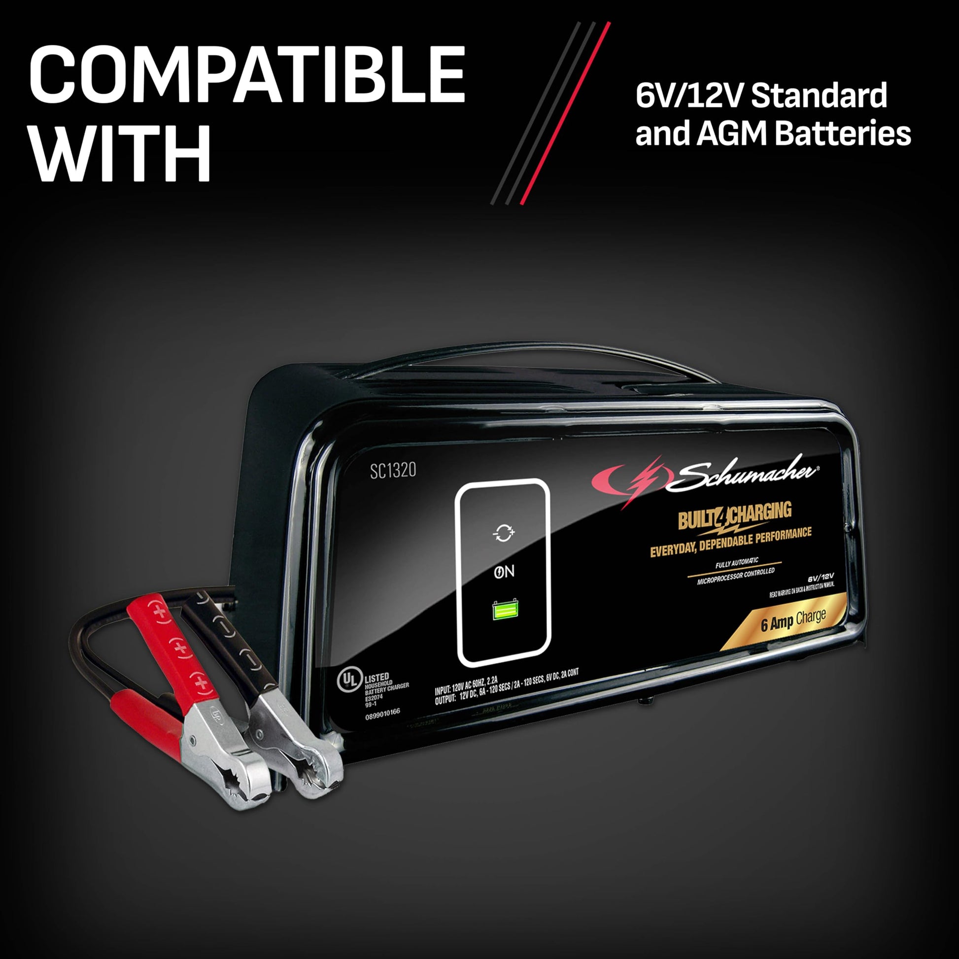 Schumacher SC1320 Cargador/Mantenedor Automático de baterías 6 Amp 12 Volts.